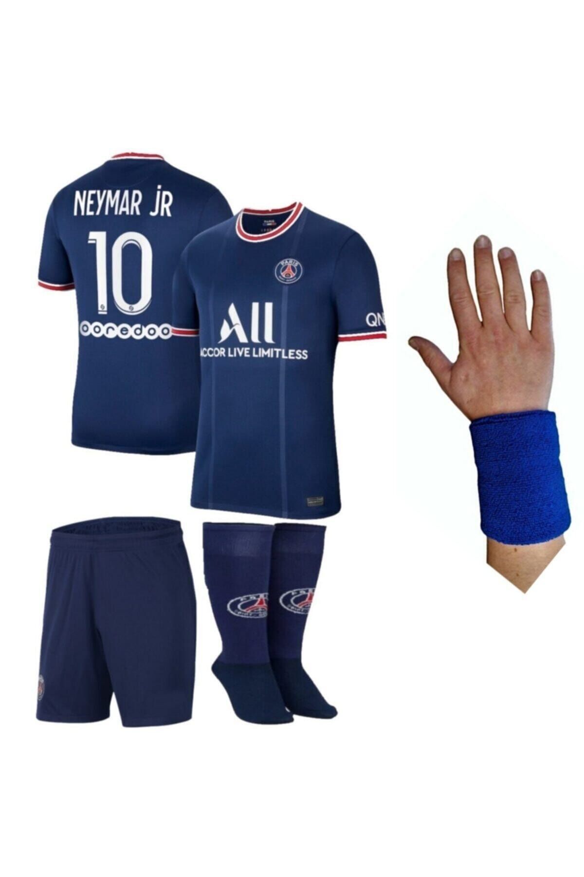 akyüz Futbol Forması Neymar Paris Çoraplı Şortlu Bileklikli 4 Lü Set