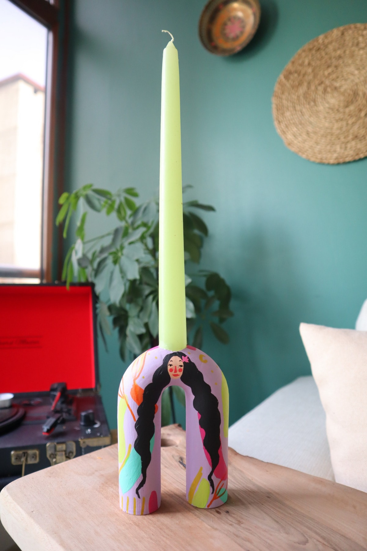 ARİENEL Dekoratif Mumluk Ve Şamdan Rapunzel Lila