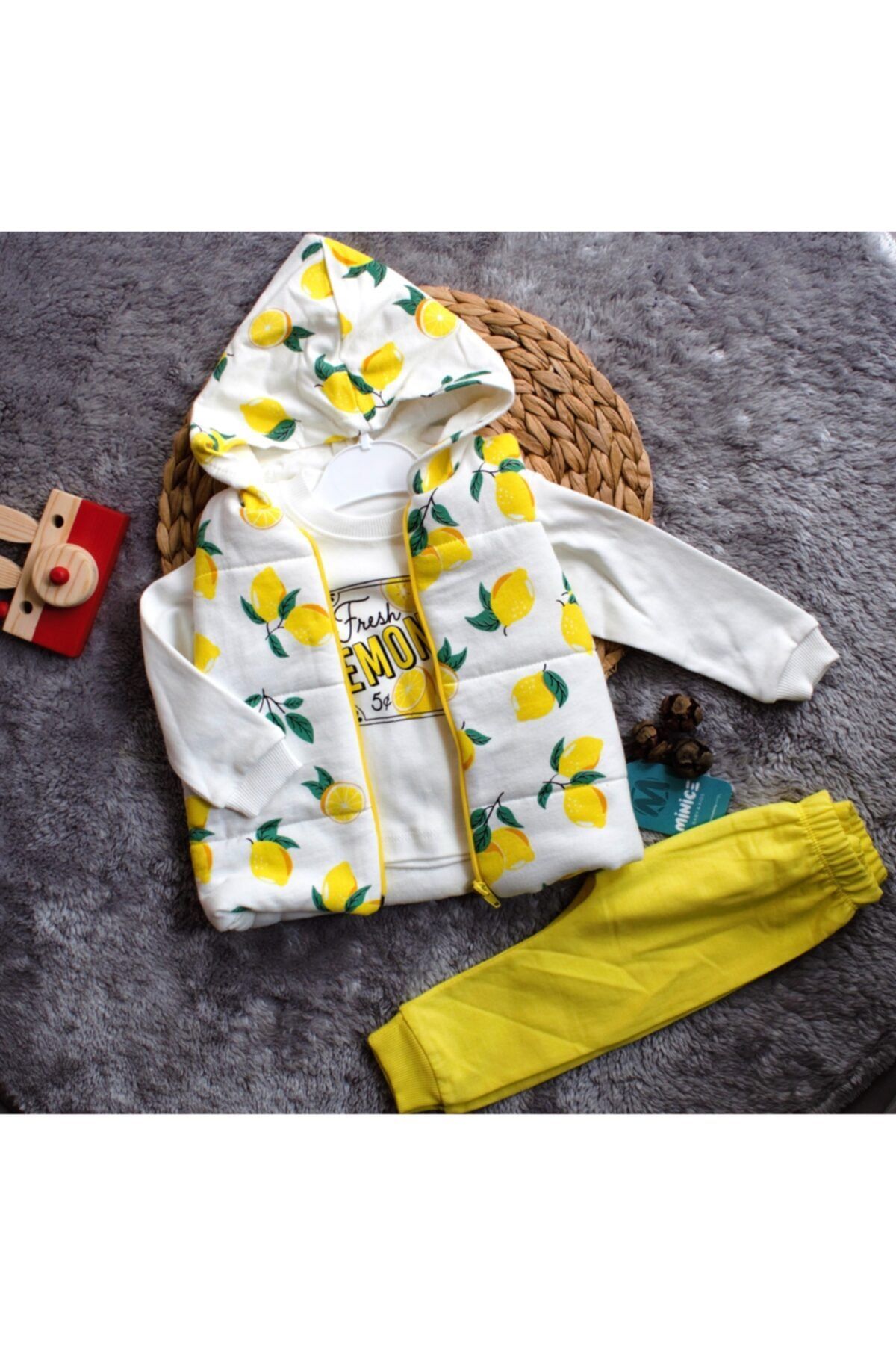 Momentum Limon Baskılı  3 lü Bebek Takımı  6026r
