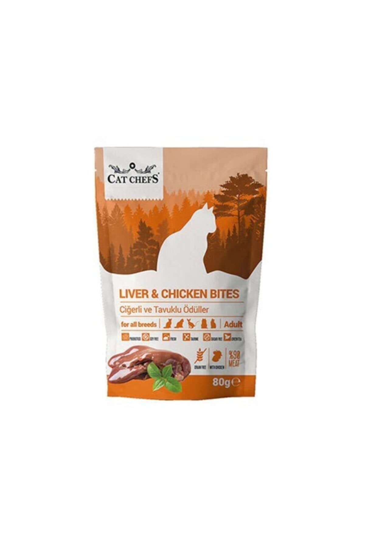 Cat Chefs Liver Chicken Ciğerli Ve Tavuk Etli Tahılsız Kedi Ödülü 80 Gr