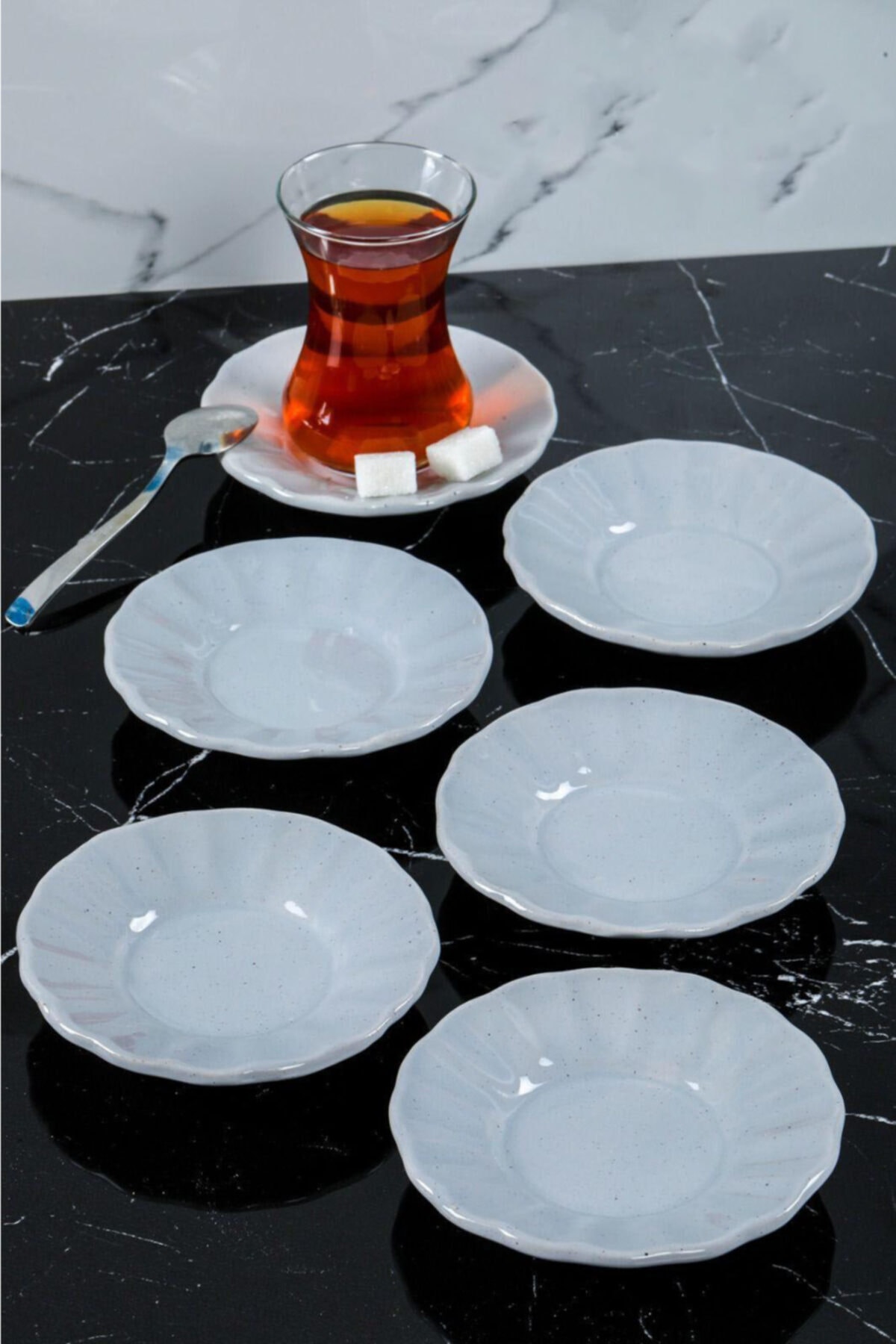 MHK Collection 6'lı Beyaz Çay Tabağı