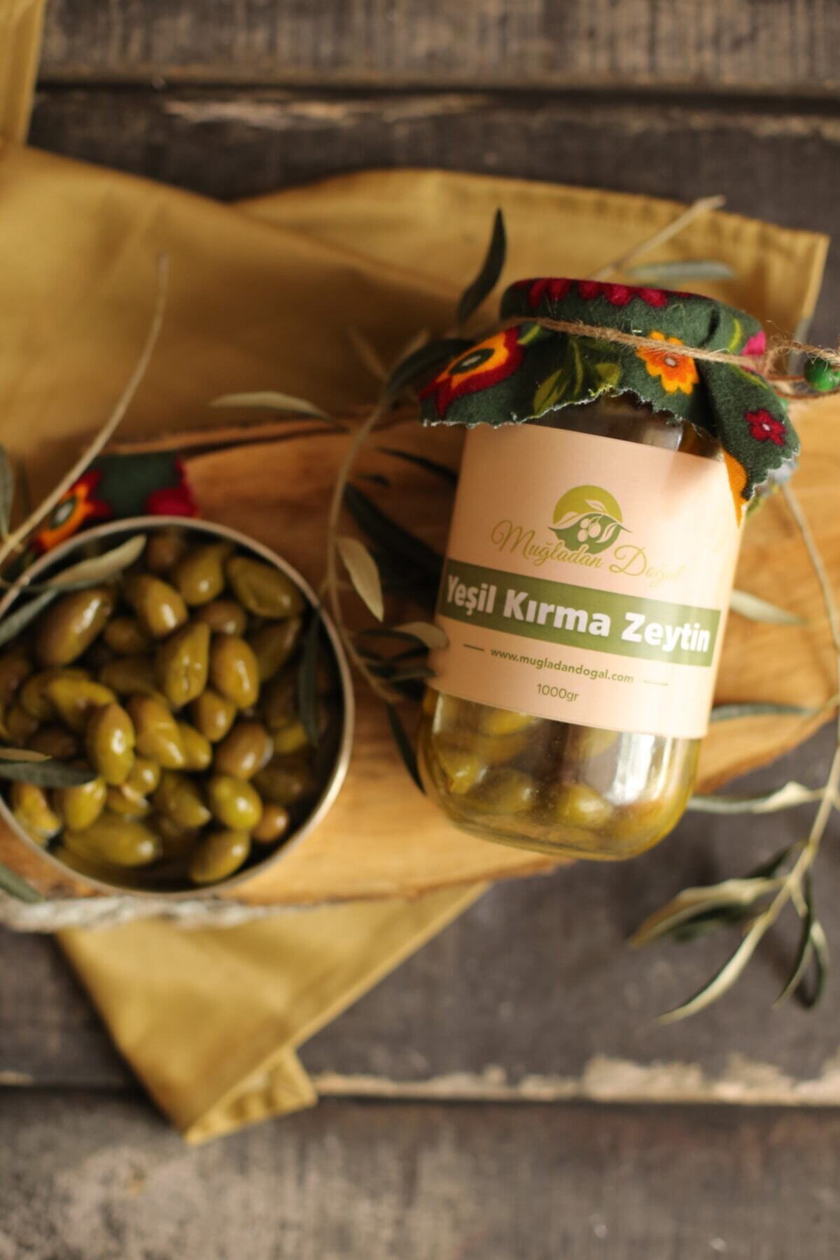 Muğladan Doğal Yeşil Kırma Zeytin 1000 gr