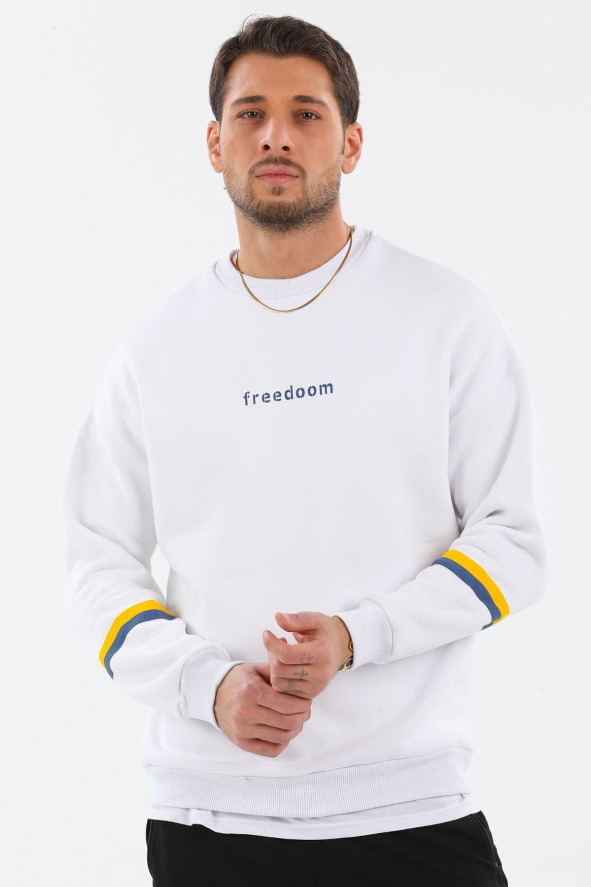 Cata Beyaz Unisex Oversize Baskılı Sweatshirt