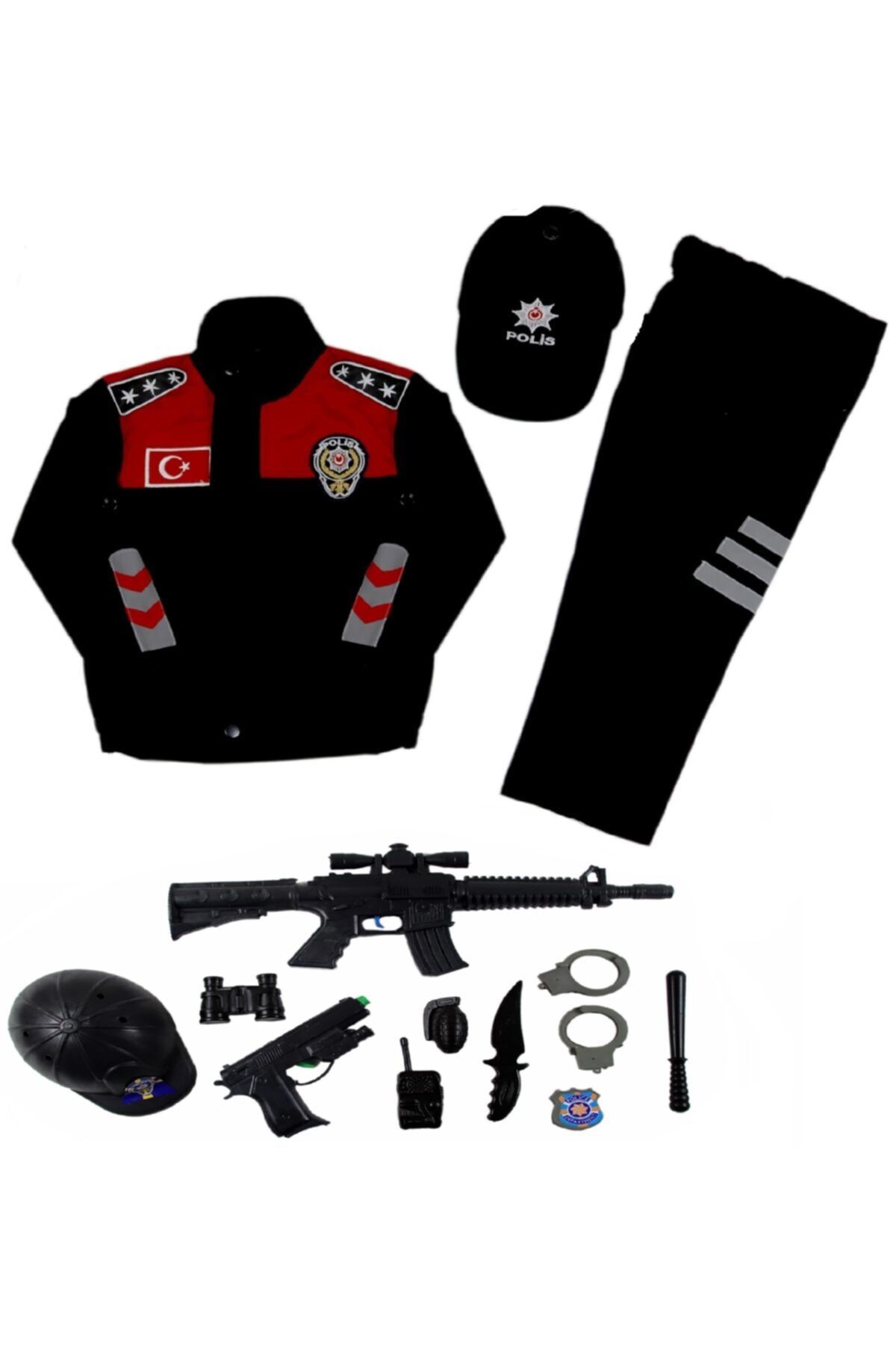 Liyavera Unisex Kırmızı Türk Yunus Polis Kostümü Çocuk Kıyafeti 3