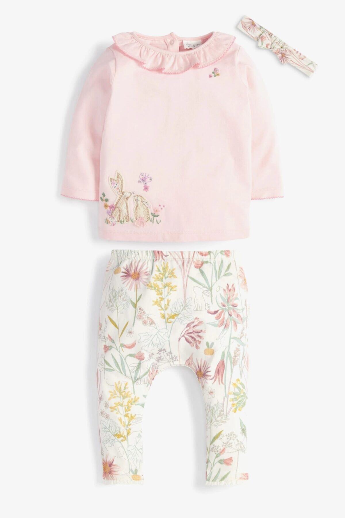 Next Baby Pembe Çiçek Desenli Kız Bebek Takım