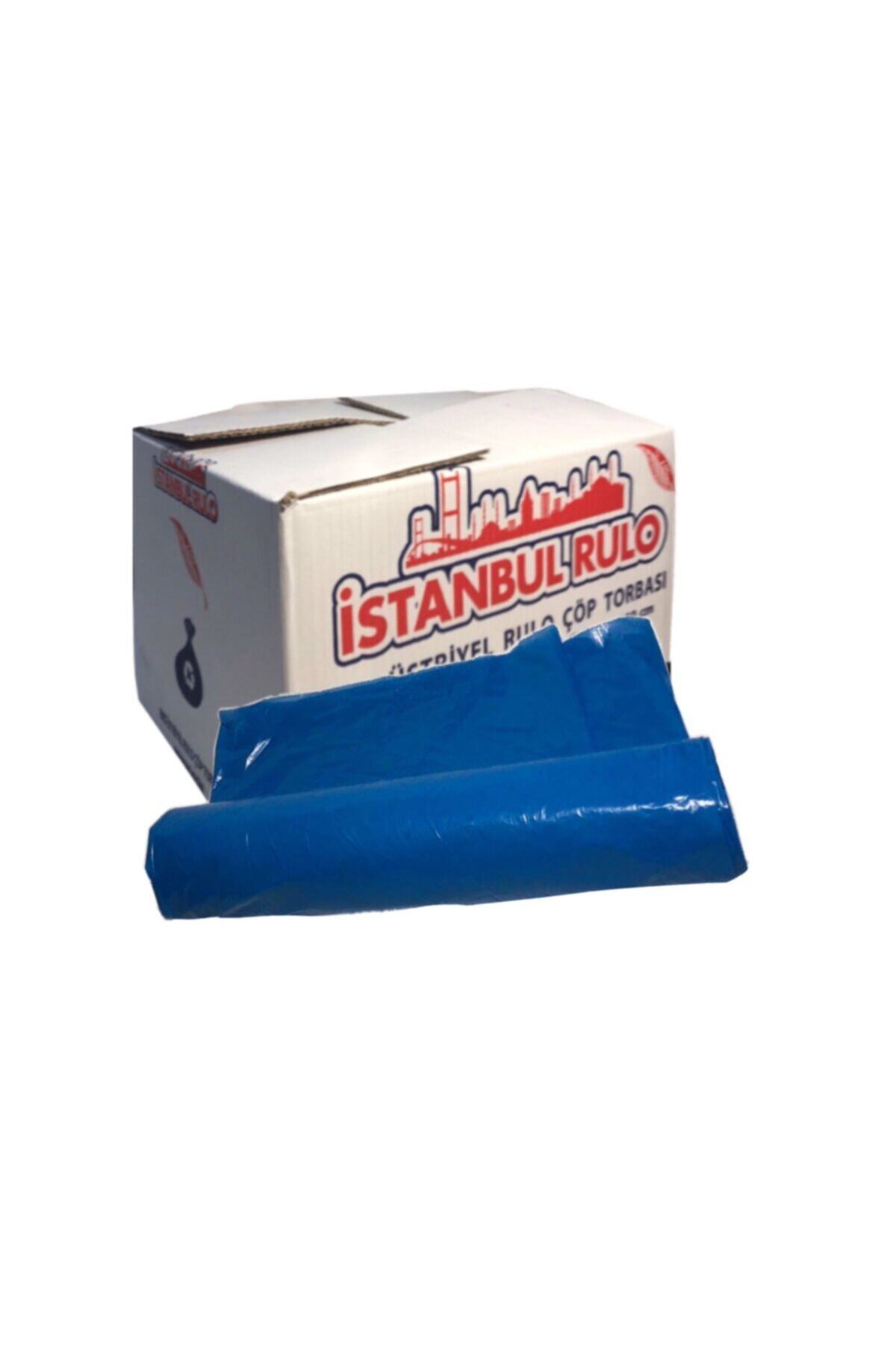 İstanbul Rulo 1 Koli 75 X 90 Mavi Baskısız Çöp Poşeti 6 Kg 10x10 100 Adet