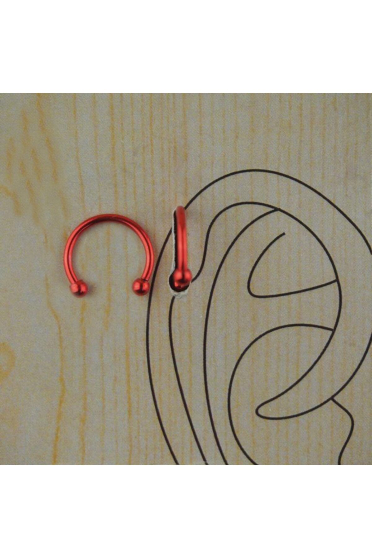 familystore 10mm Cerrahi Çelik Kırmızı Halka Piercing (top:2,5mm)