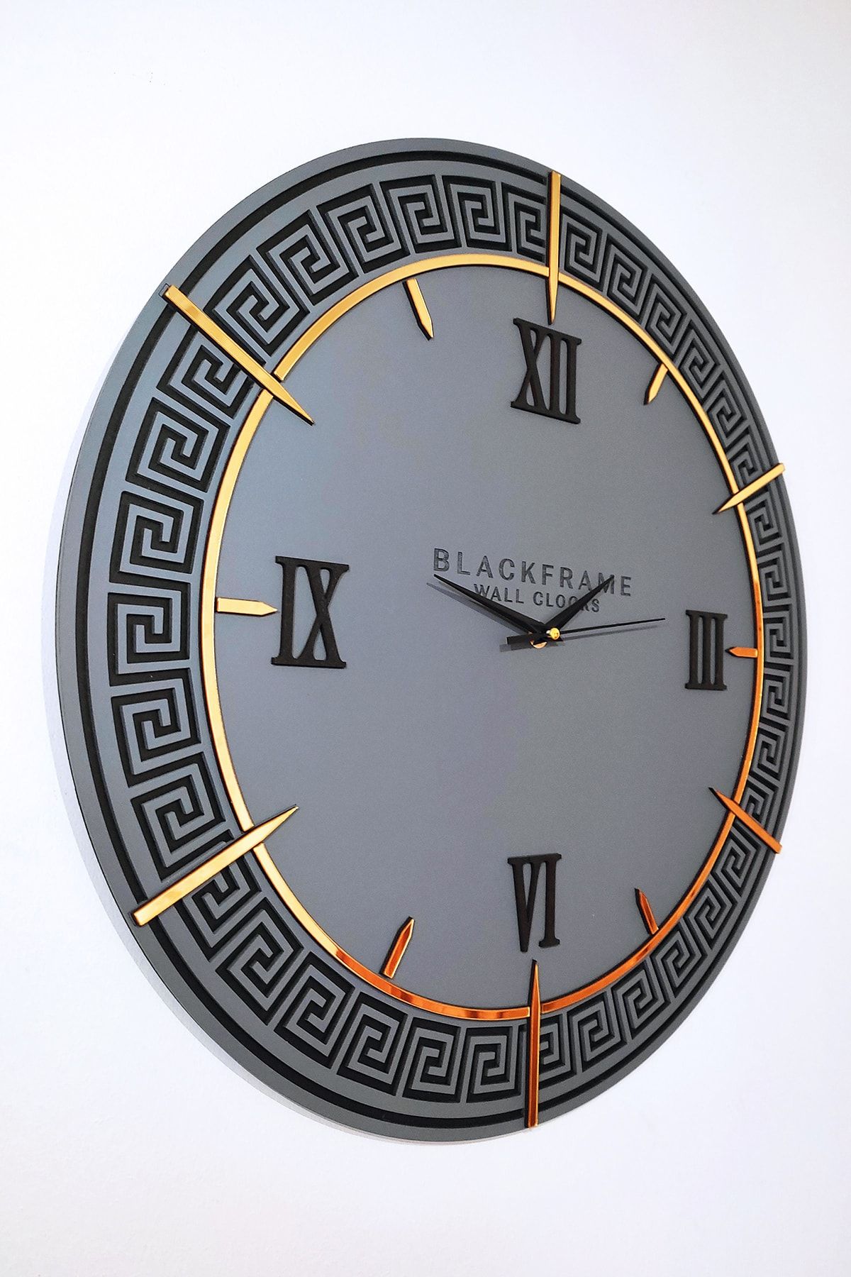 Blackframe - Lounge Style Antrasit & Gold Duvar Saati - 50x50cm