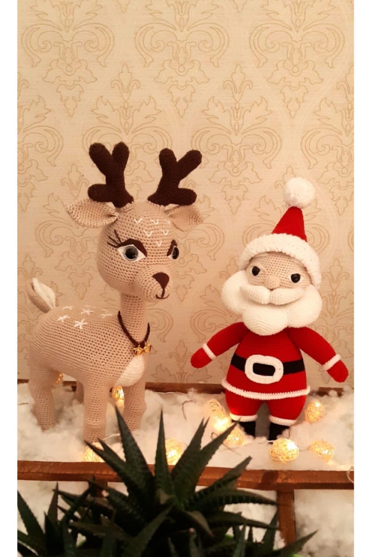 Renkli Yumaklar Amigurumi Oyuncak Noel Baba 40 cm