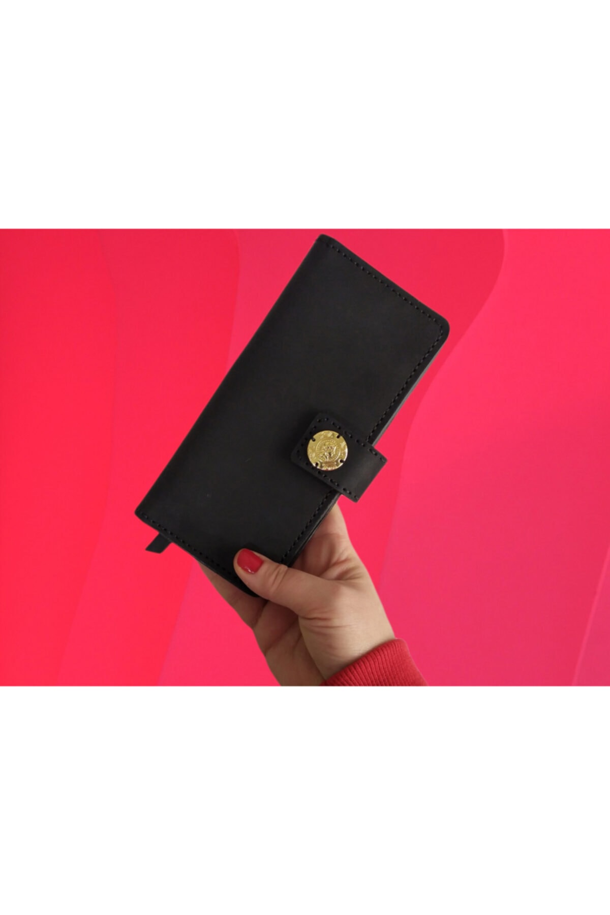 Pera Leather Craft El Yapımı Hakiki Deri Metal Tokalı Kadın Cüzdan