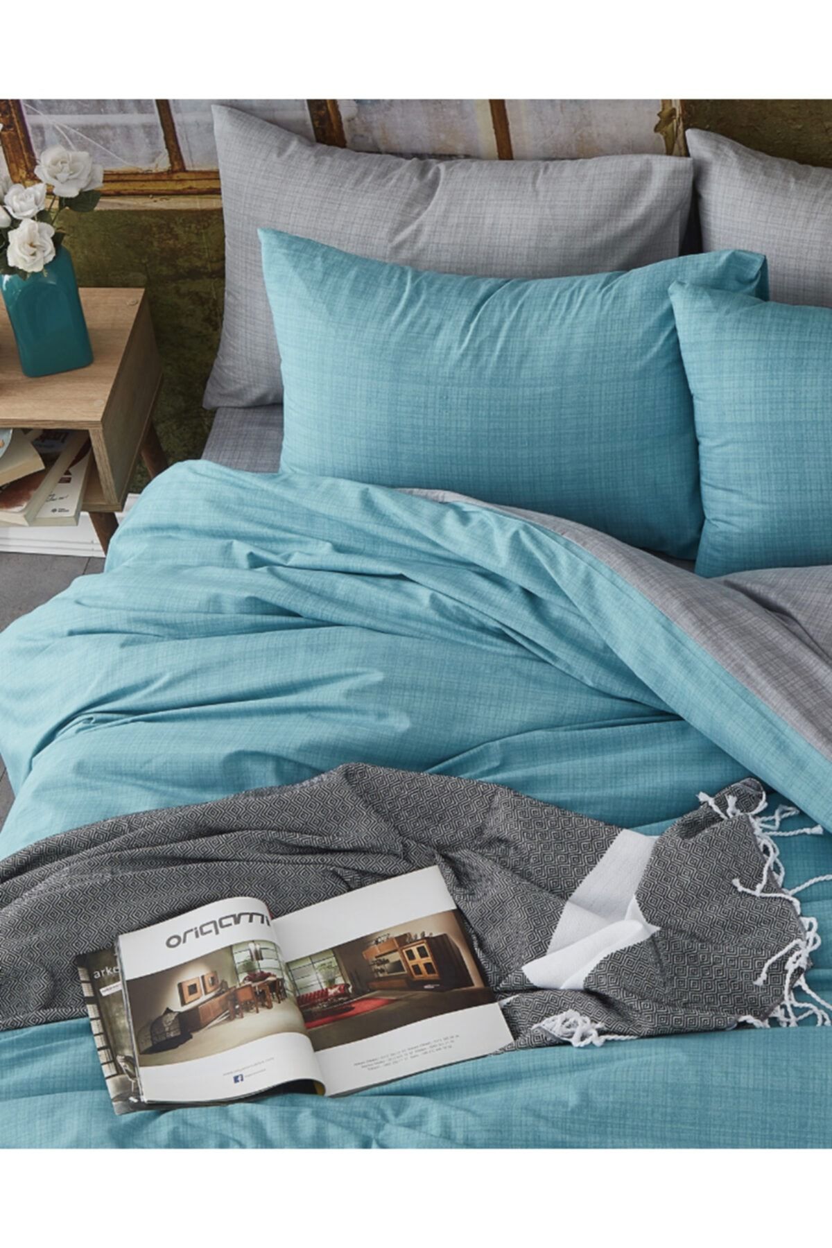 ELMİRA’S HOME COLLECTION Tek Taraflı Tek Kişilik Yeşil Çarşaf Takımı