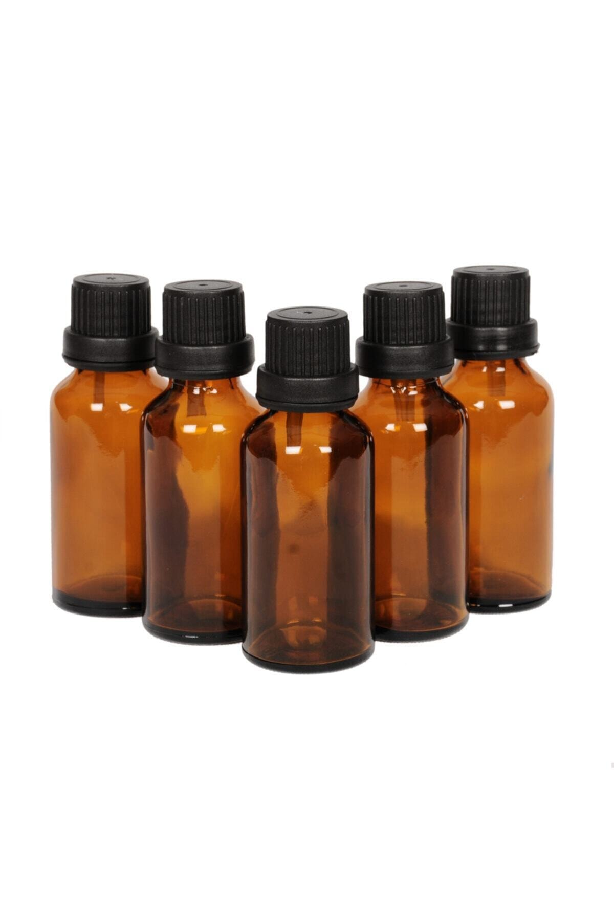 Elattar Spain 5 Adet 30 ml Boş Kehribar Cam Şişe ( Içten Damlalıklı 30 cc )