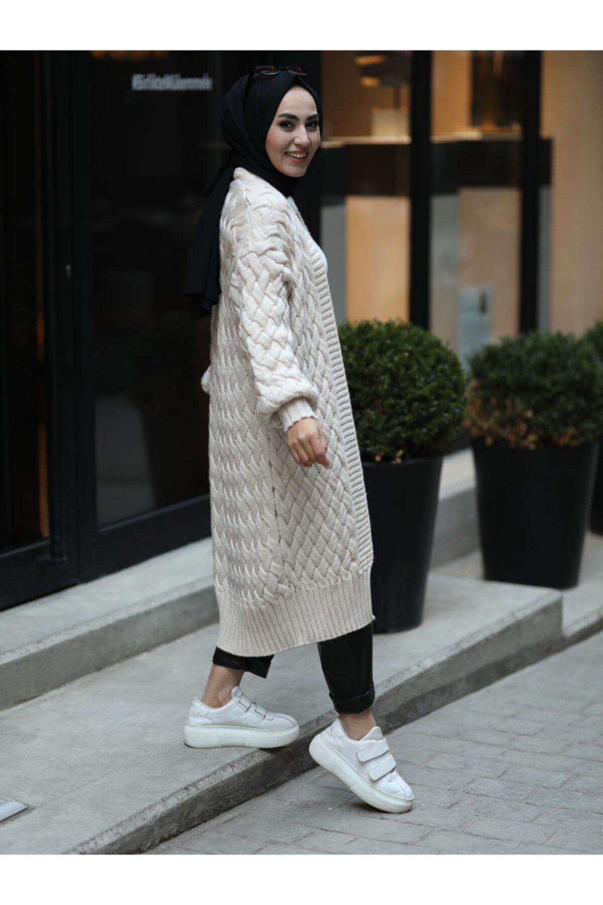 MODA NARE Örme Triko Hırka Taş