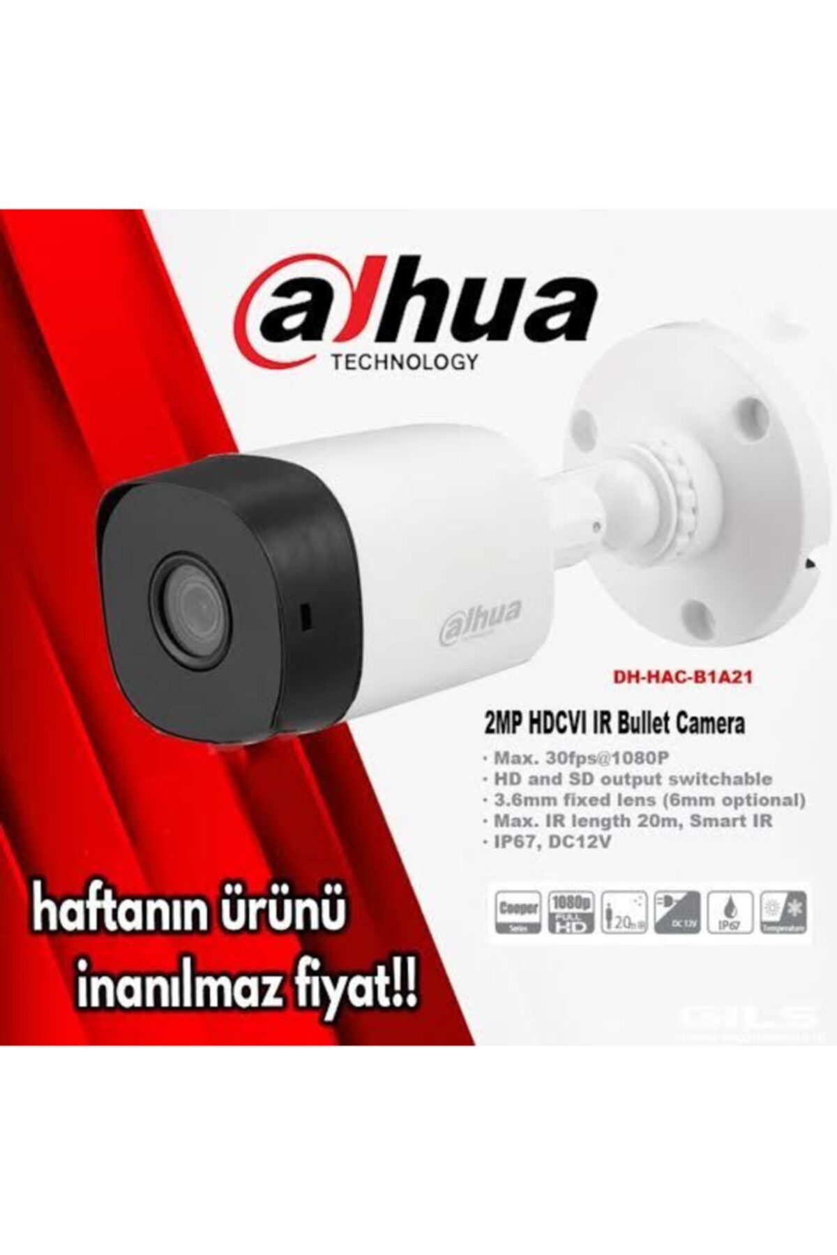 DAHUA Hac-b1a21-0360b 2mp Hdcvı Bullet Kamera