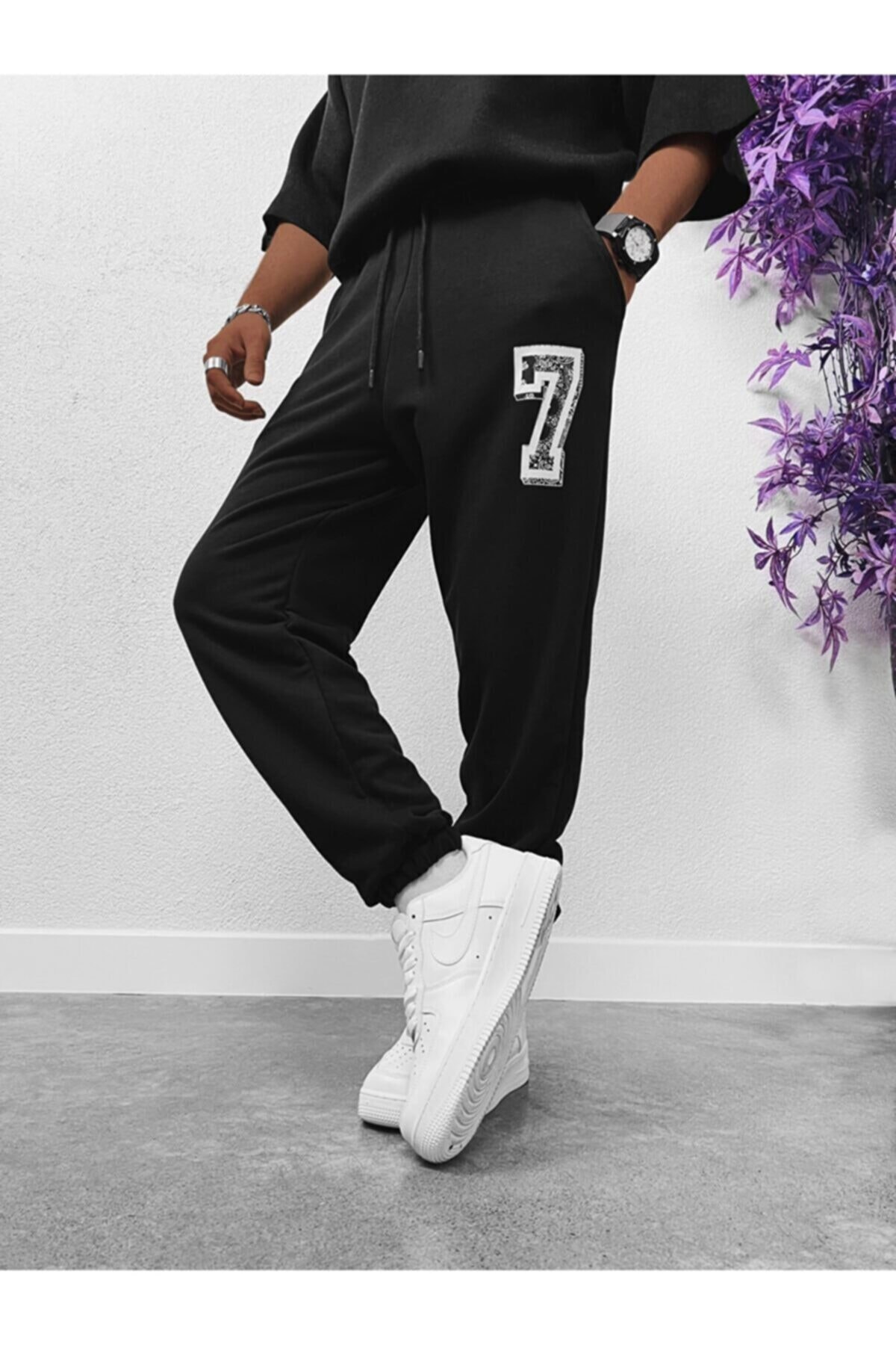 dAcollection 7 Baskılı Eşofman Siyah