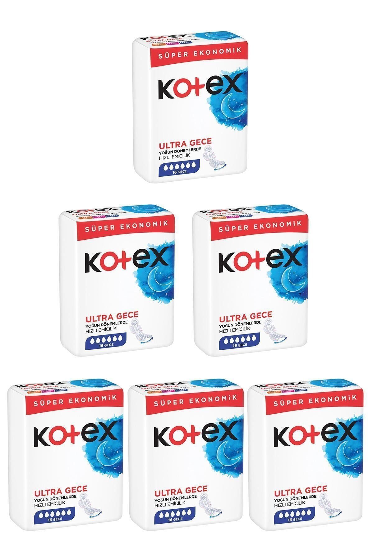 Kotex Ultra Hijyenik Ped Süper Ekonomik Gece 16'lı X 6 Adet