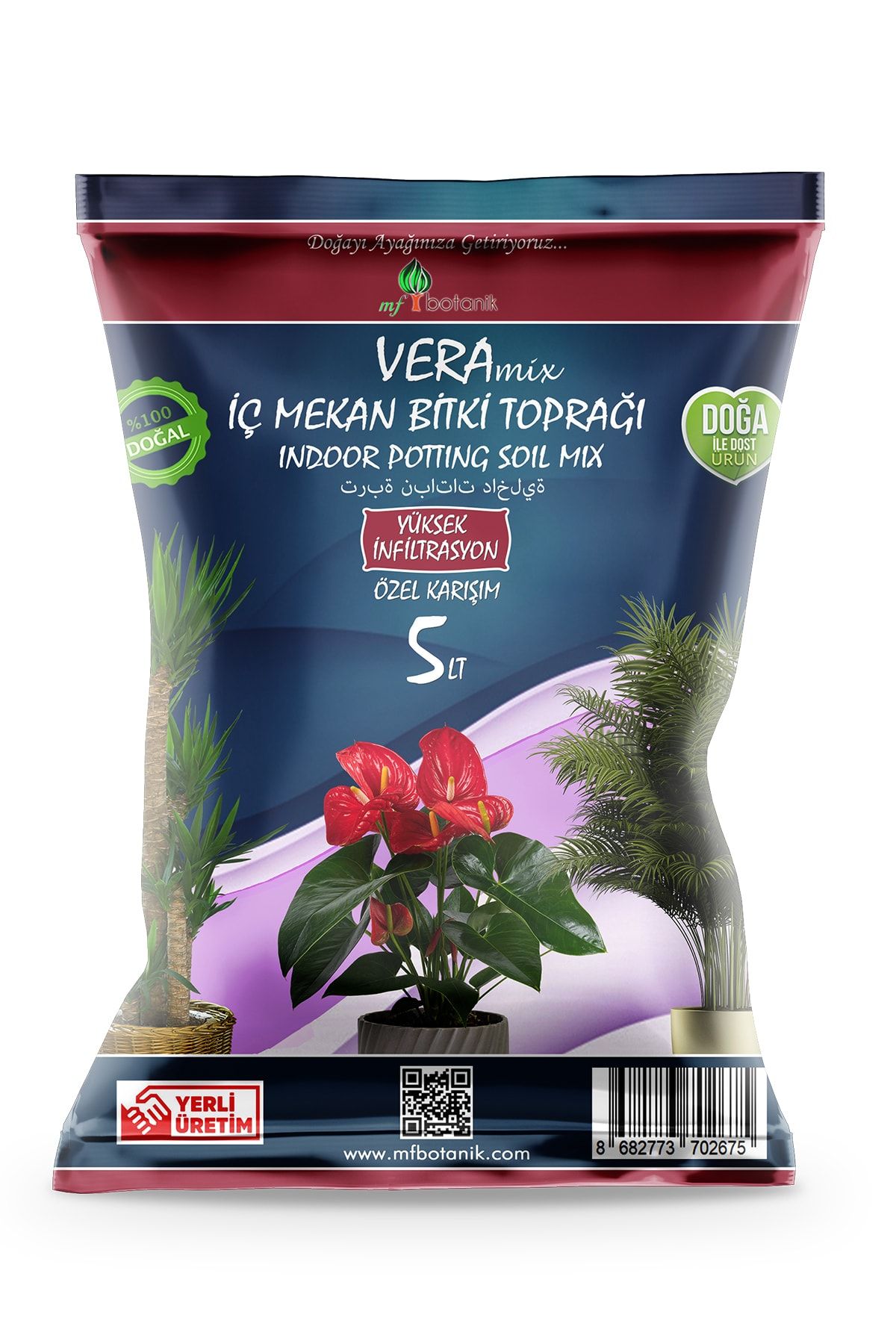 MF Botanik Vera Özel Karışım Iç Mekan Bitki Toprağı 5 Litre Çiçek Toprağı Toprak Harcı