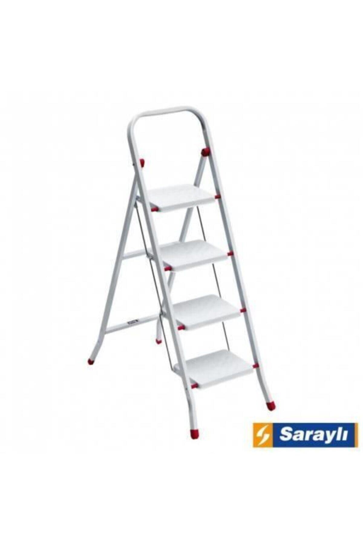 Saraylı Metal Merdiven Beyaz 4 Basamaklı Pratik