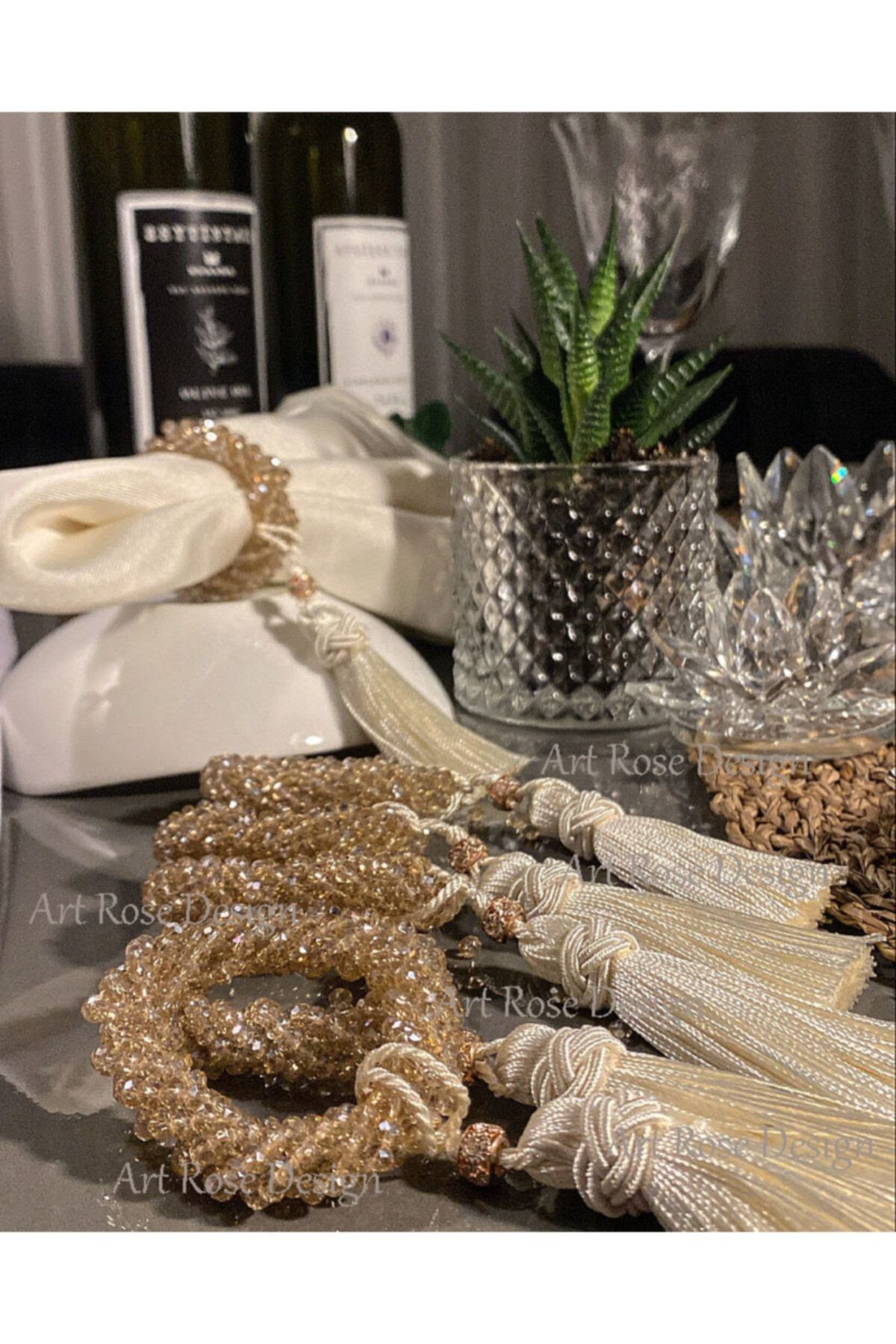 Art Rose Design Gold Peçete Halkası 6'lı Star Set