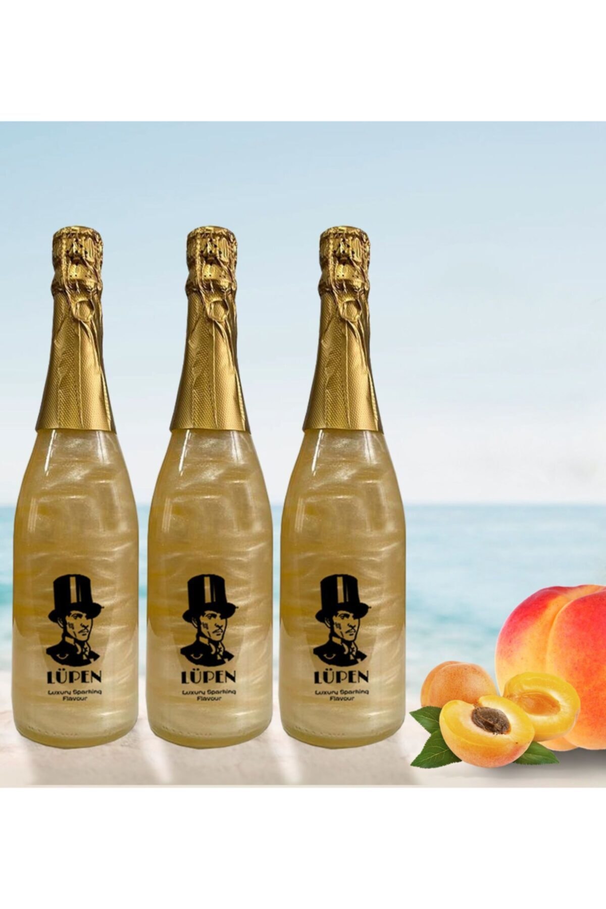 Lüpen Alkolsüz Simli Meşrubat Şeftali Kayısı Aromalı 750 ml  3 Adet