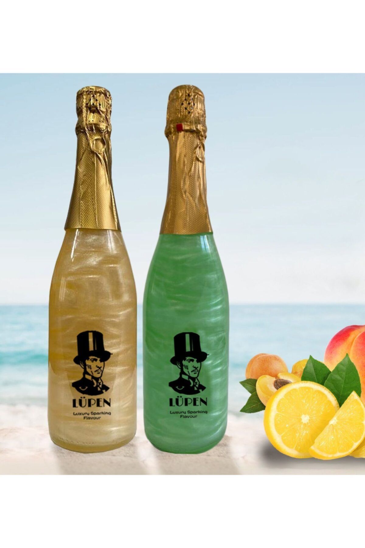 Lüpen Simli Lux Şeftali Kayısı Nane Limon Aromalı 750 ml Alkolsüz Gazlı İçecek 2 Adet