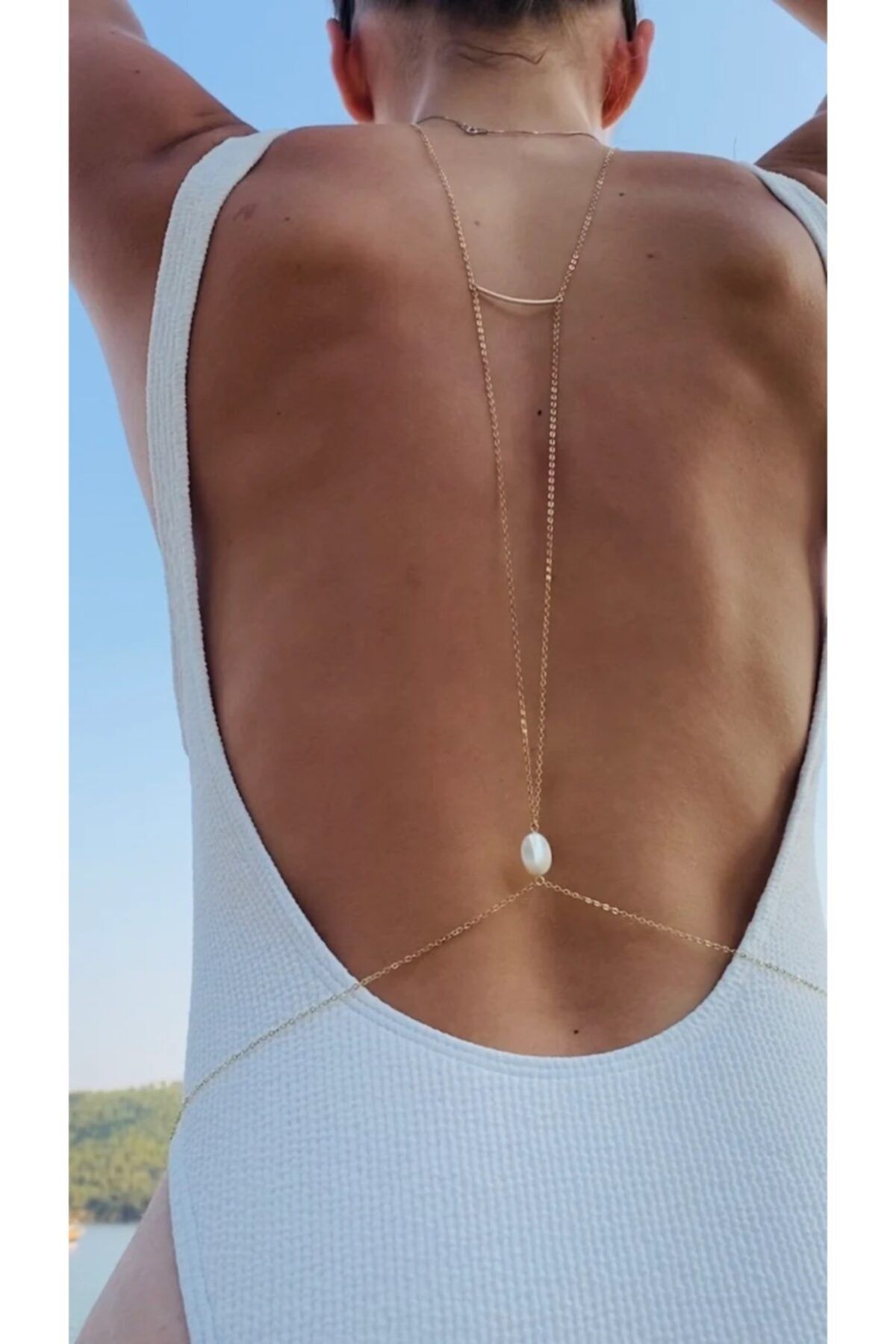 Qielle Inci Detay Sırt Zinciri - Vücut Zinciri / Body Chain / Vücut Aksesuarı