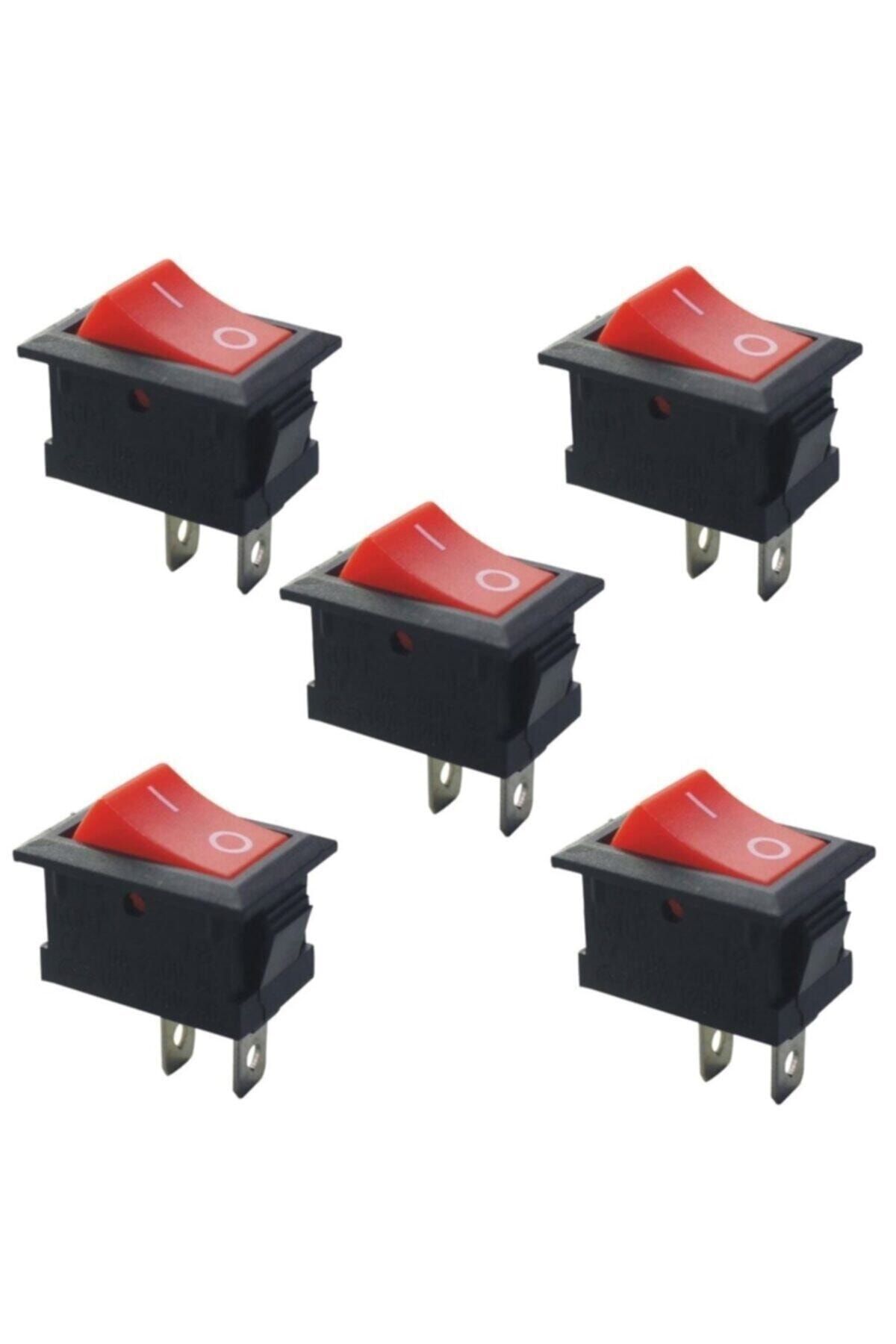EmAyCenter 5 Adet - On-off Anahtar Kırmızı, Kcd1-101, Mini Aç Kapa Anahtar