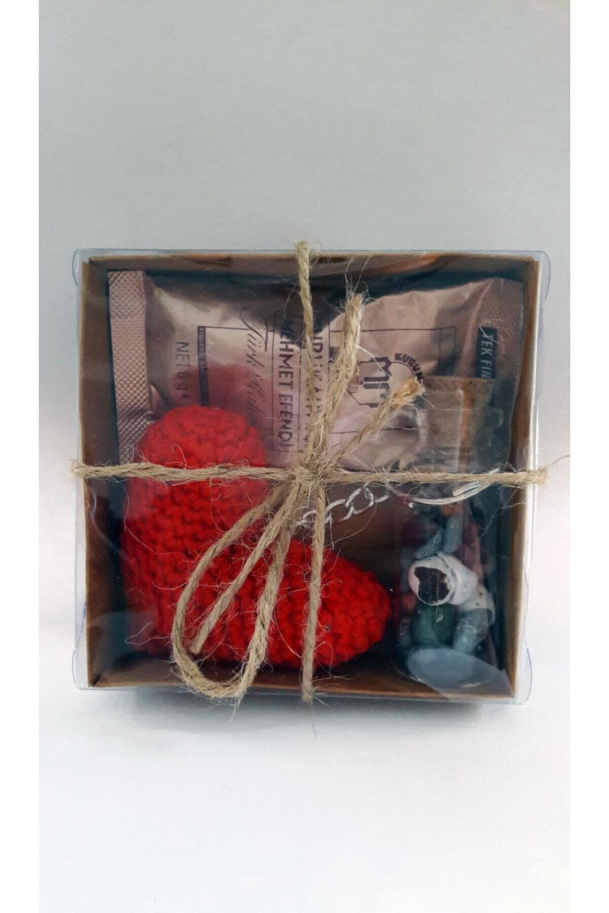 GRUPHAZEL Hediyelik Amigurumi Kalp Anahtarlık Kahve Ve Çakıl Taşı Çikolata Konsept