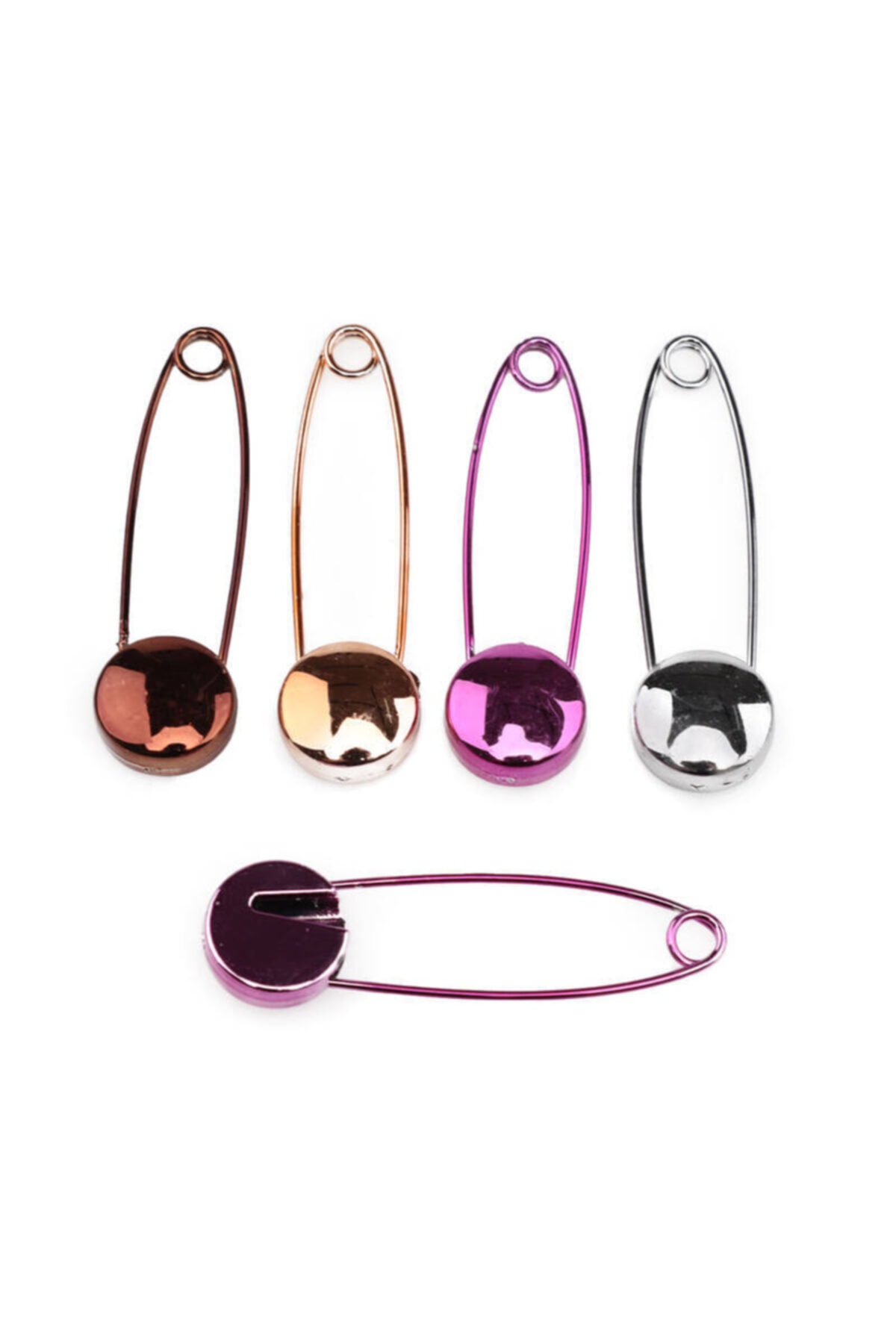 Bernam Butik Metalize Çengelli Iğne 6 cm 5'li Yuvarlak