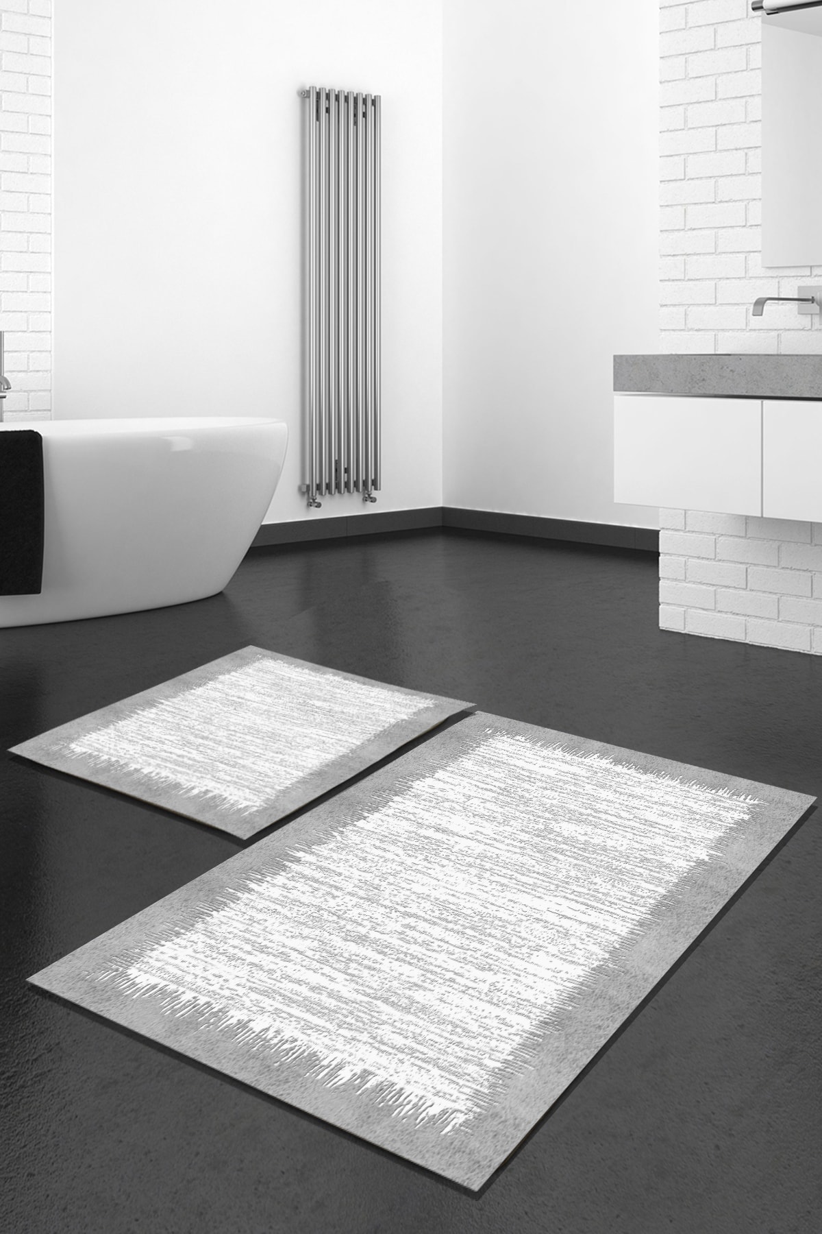 BiRKiLiM Gri Banyo  İkili Paspas Takımı