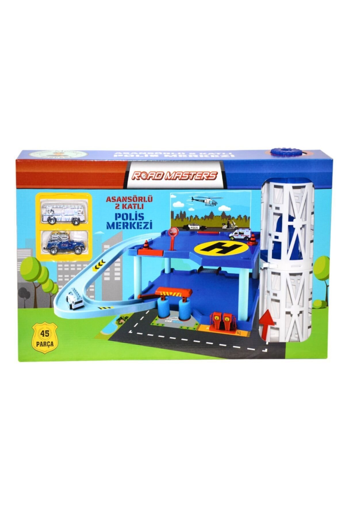 Sunman 01669 Mega, Road Masters 2 Katlı Kule Asansörlü Polis Garajı, 56 Parça, +6 Yaş