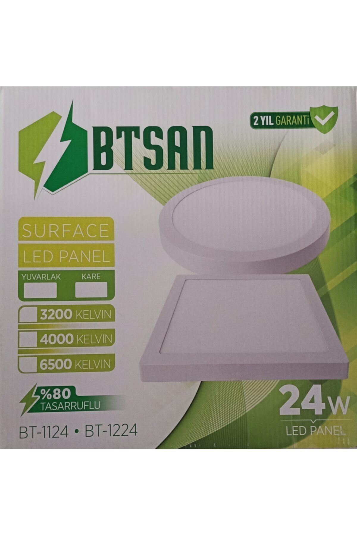 BTSAN 24 Watt Beyaz Kasa Beyaz Işık Sıva Üstü Kare Led Panel