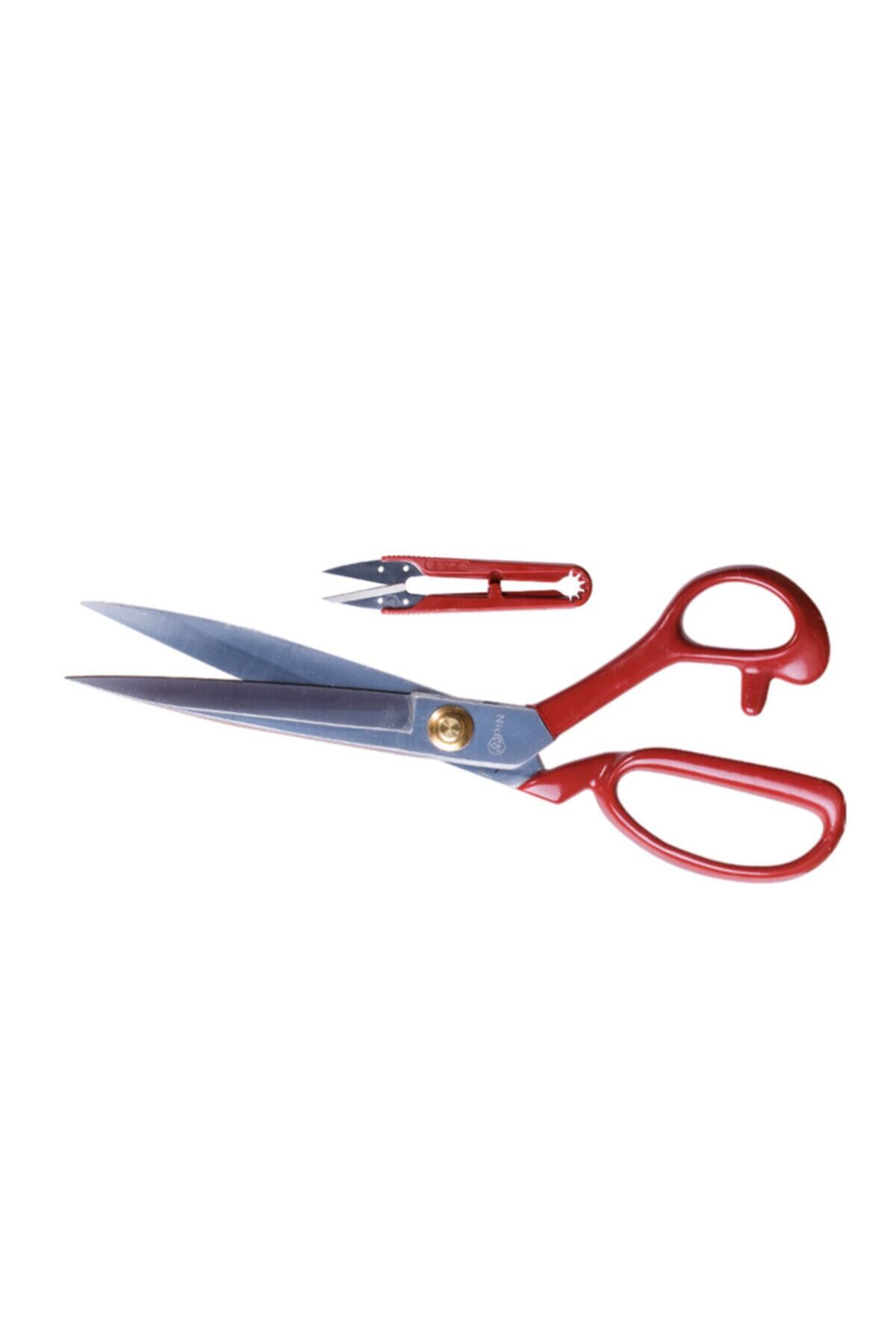 Kingstar Pin 1104 10'' Numara Kırmızı Saplı Kumaş Kesim Makası (25 Cm)