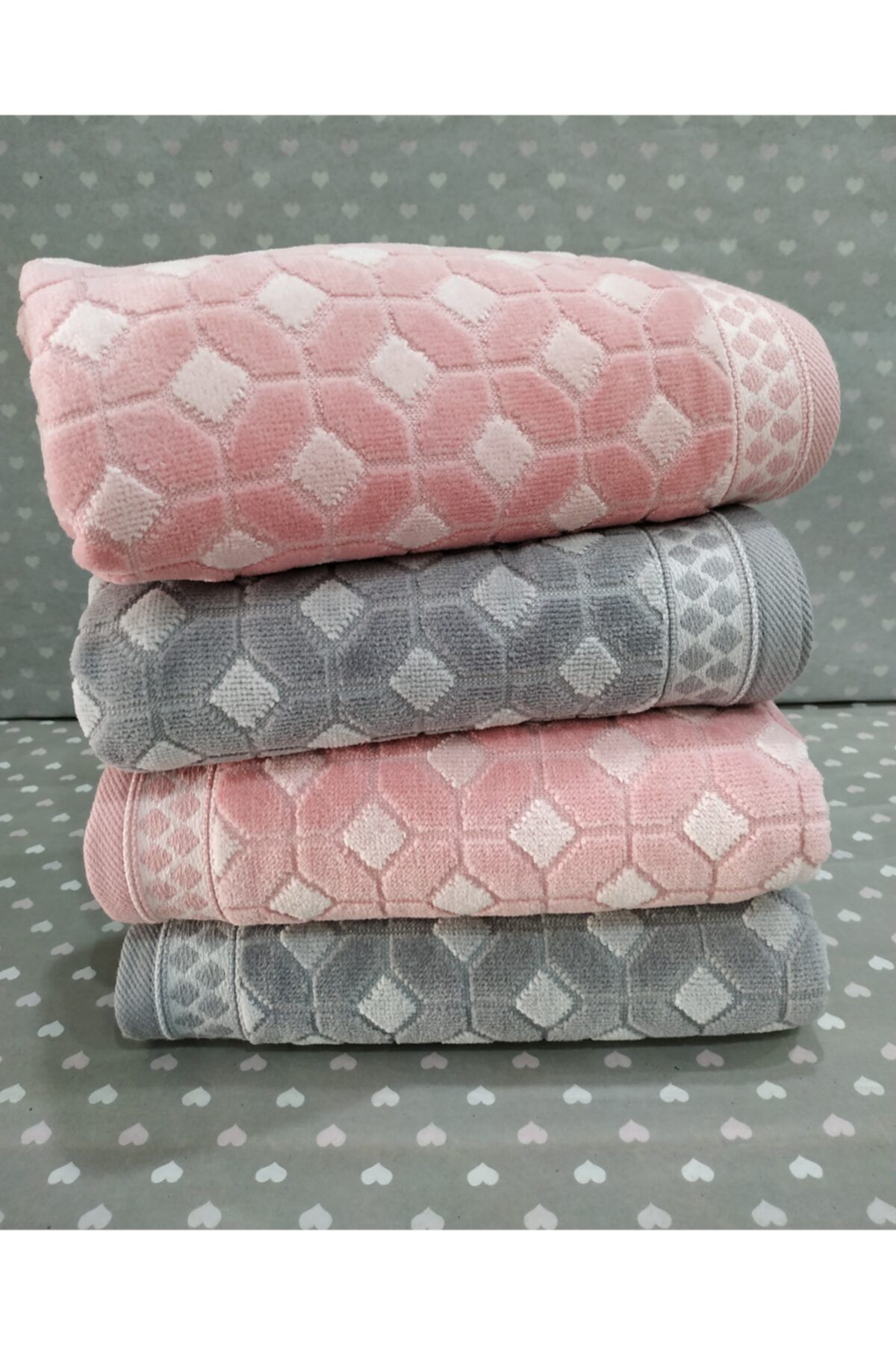 Pink and gray hand towels sales