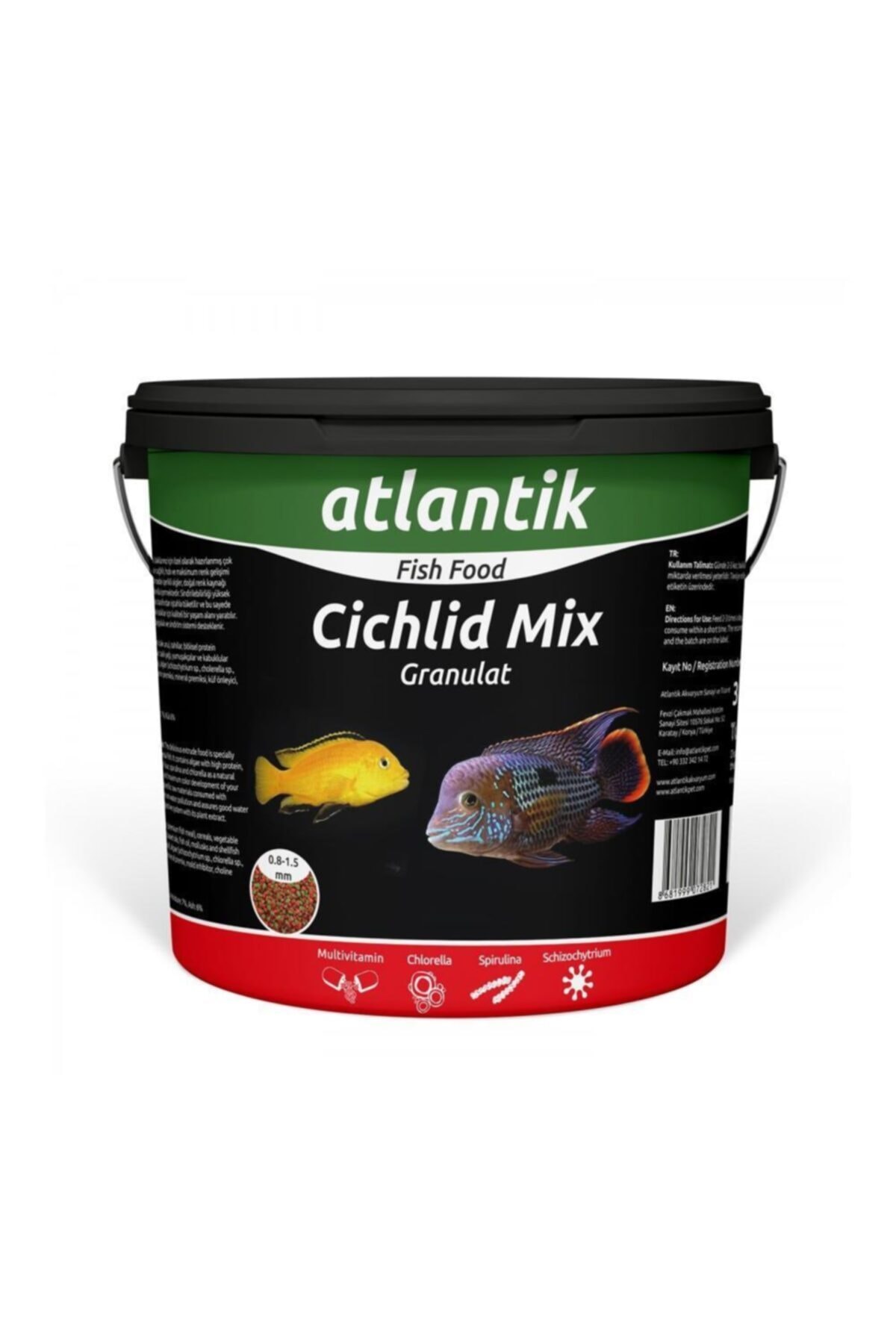 ATLANTİK Cichlid Mix Granulat Kova Balık Yemi 3 Kg