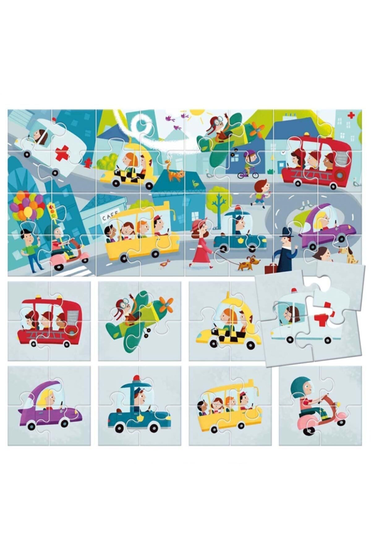 akids Fırsat Headu 8+1 Çift Taraflı Şehir Puzzle