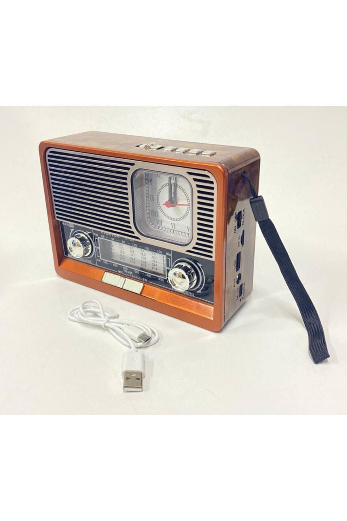 ataşbey Rt-306 Bluetooth, Usb/sd/aux/fm 8 Band Radyo Saatli Ahşap Nostalji Fenerli Müzik Kutusu Şarjlı