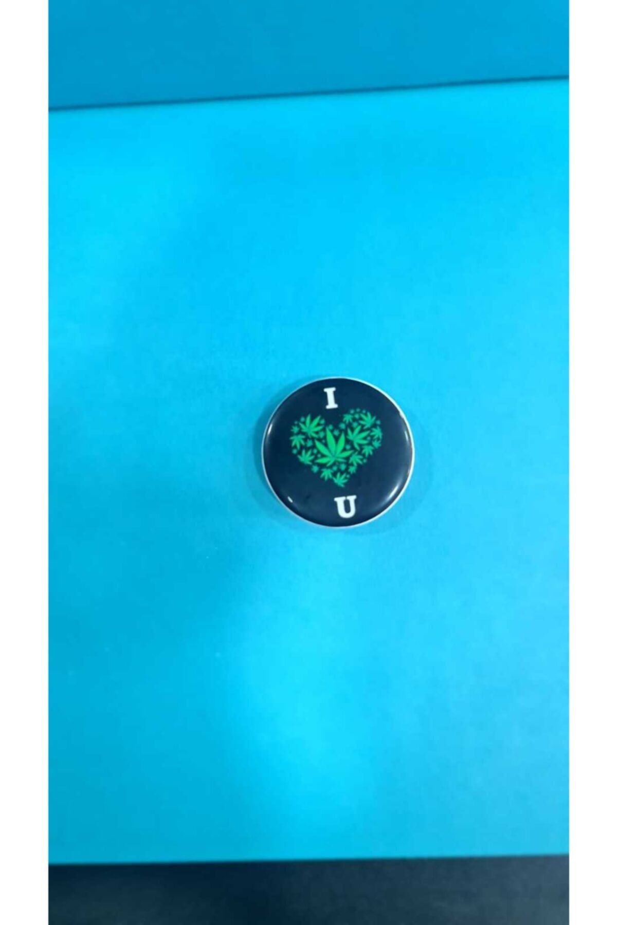Cephane Tel I Love You Yazılı Siyah Zemine Yeşil Kalp Figürlü Pop Socket Stand Telefon Tablet Parmak Tutucu
