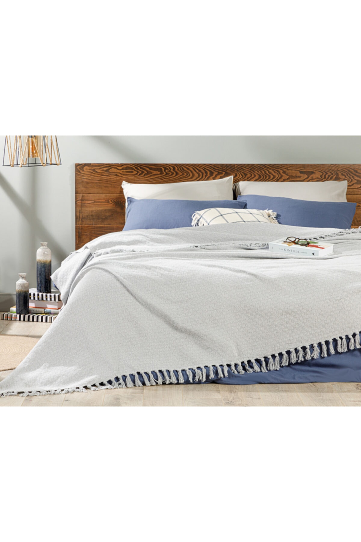 English Home Marine Pop Dokuma Çift Kişilik Yatak Örtüsü 240x260 Cm Gri