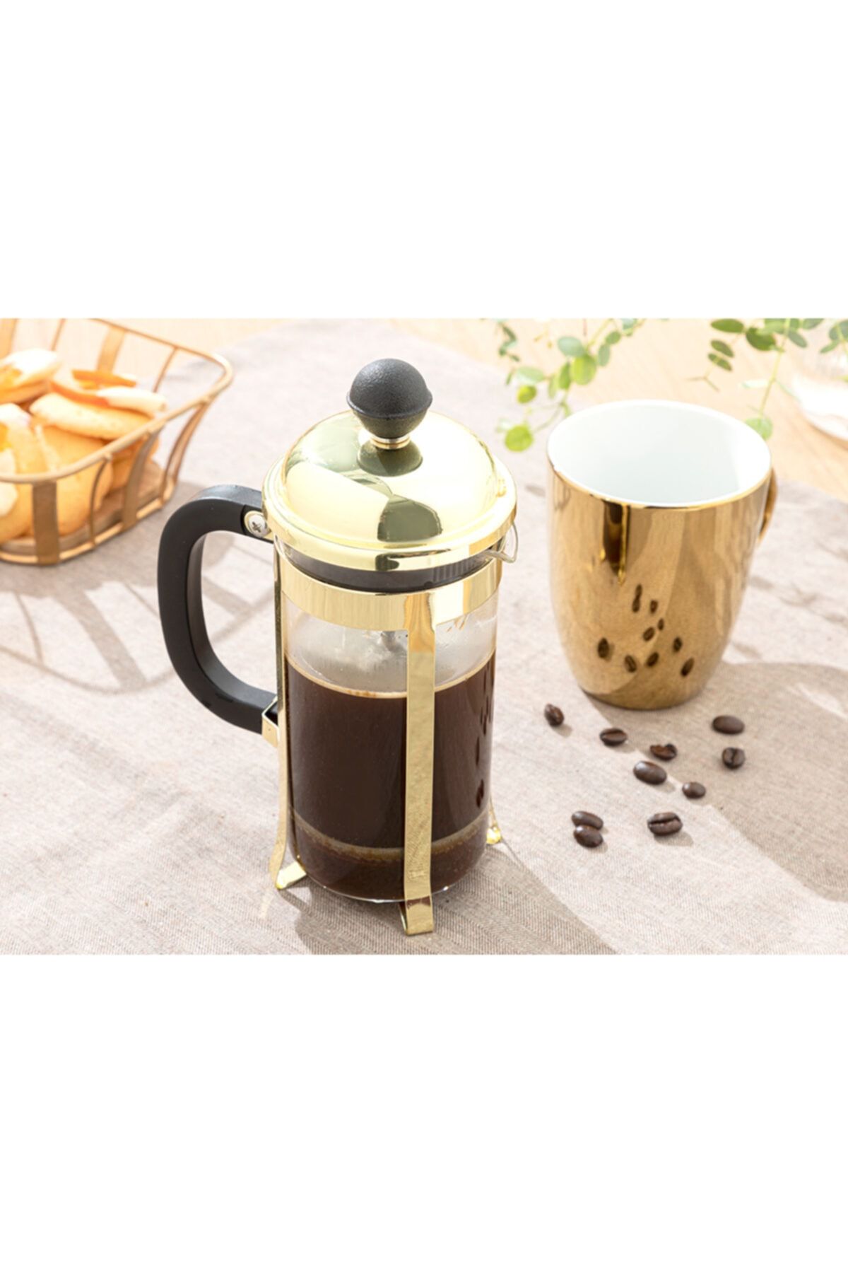 English Home Shiny Borosilkat French Press 350 Ml Gold