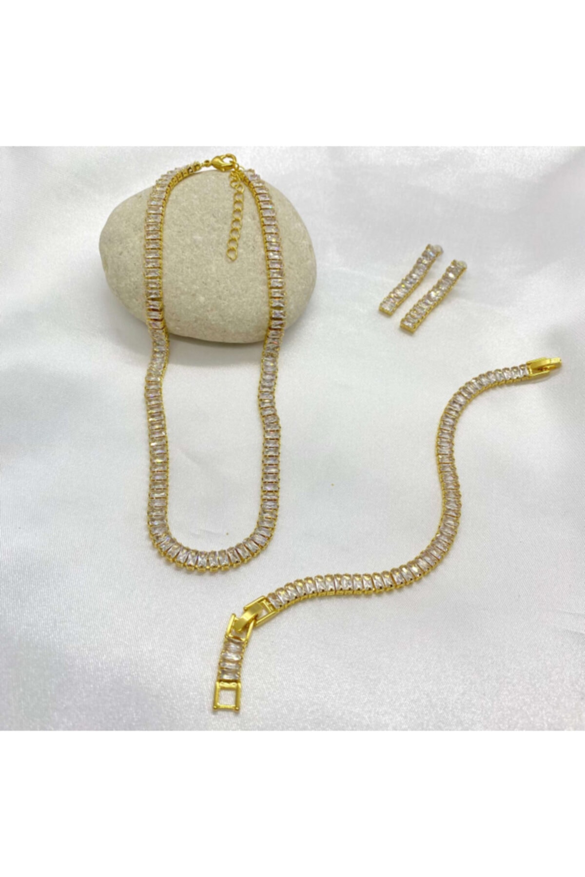 Peri Takı Zirkon Baget Taşlı Suyolu Kombin Set