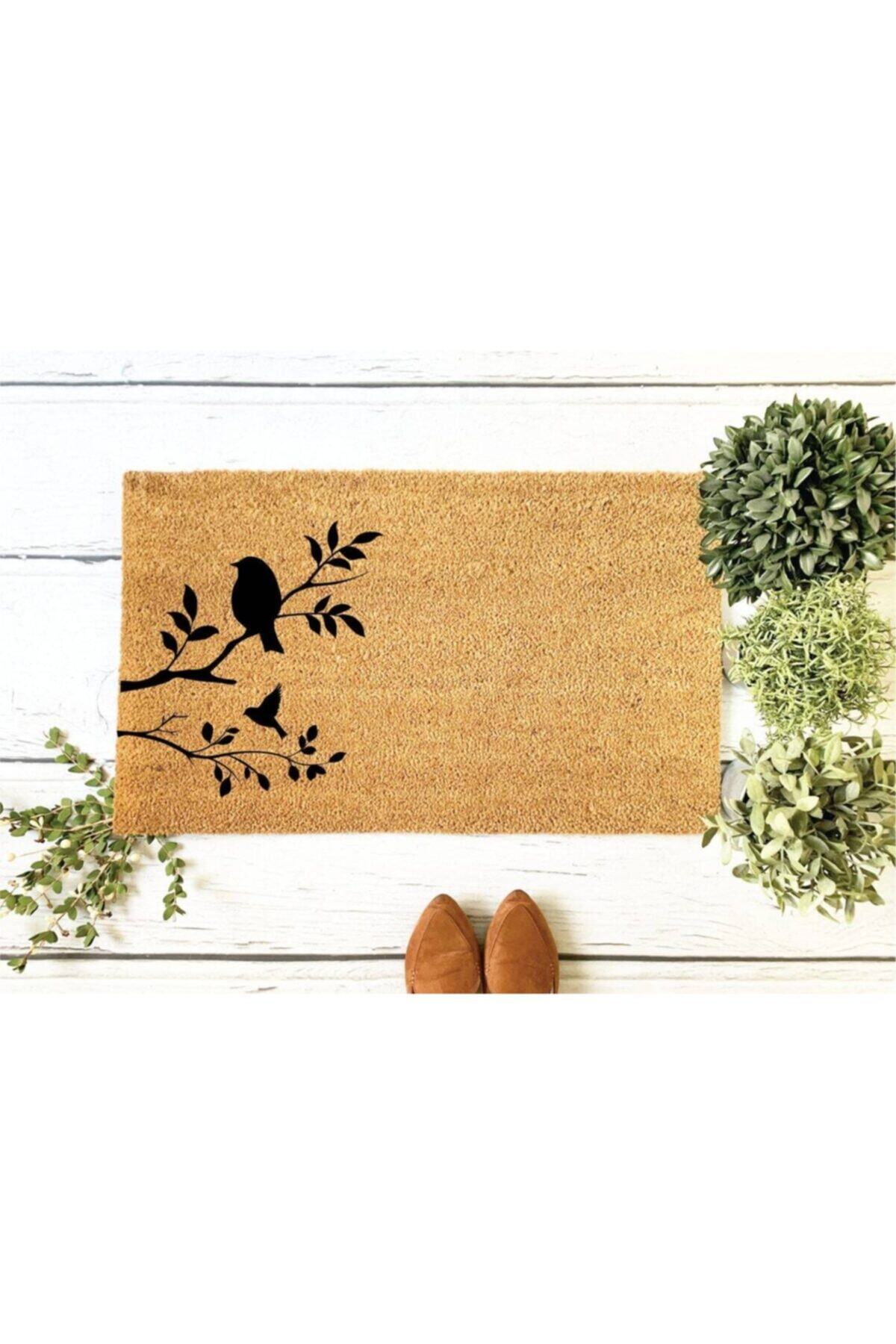 Doormatsy Birdy - Daldaki Kuşlar 40x70 Cm Kalın Kapı Önü Paspası - Kalın - Kaymaz Pvc Tabanlı - Modern Dizayn