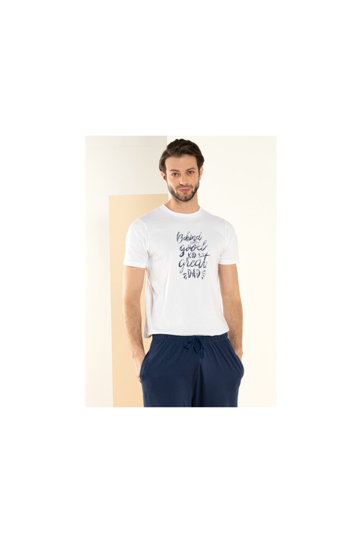 English Home Father & Son Pamuk Pijama Takımı Lacivert