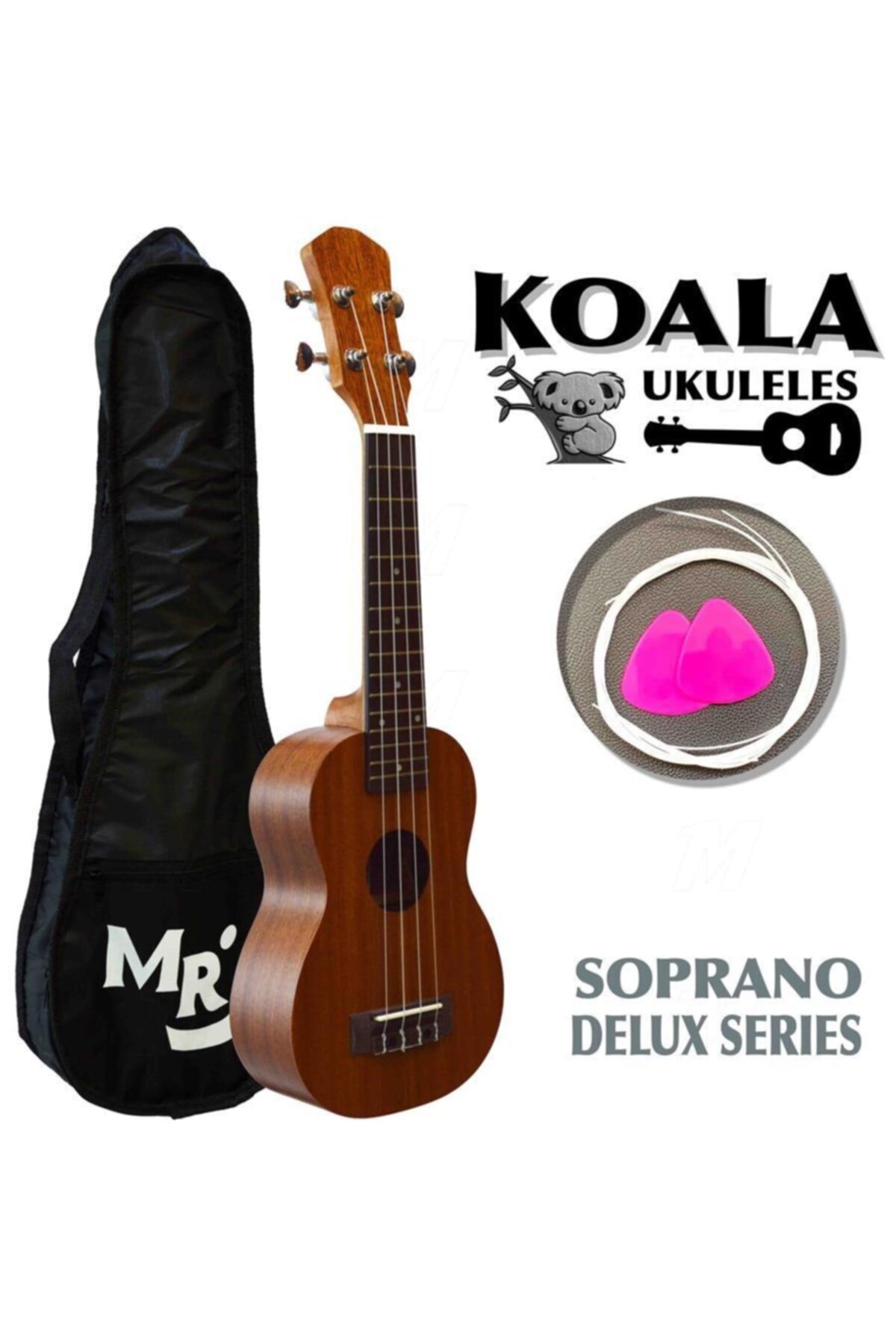 HİLALSHOP Delux Soprano Ukulele Seti Koala Kılıf+pena+takım Tel Hediye Ka5215ms