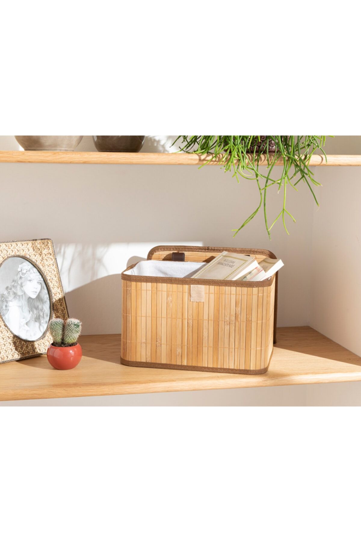 English Home Fancy Bambu Saklama Kutusu 28x20x18 Cm Bej