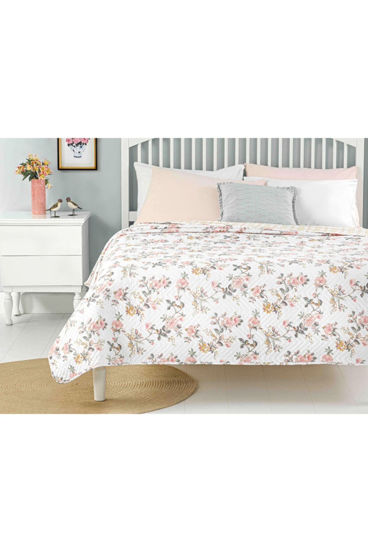 English Home Summer Roses King Size Çok Amaçlı Yatak Örtüsü 240x220 Cm Pembe