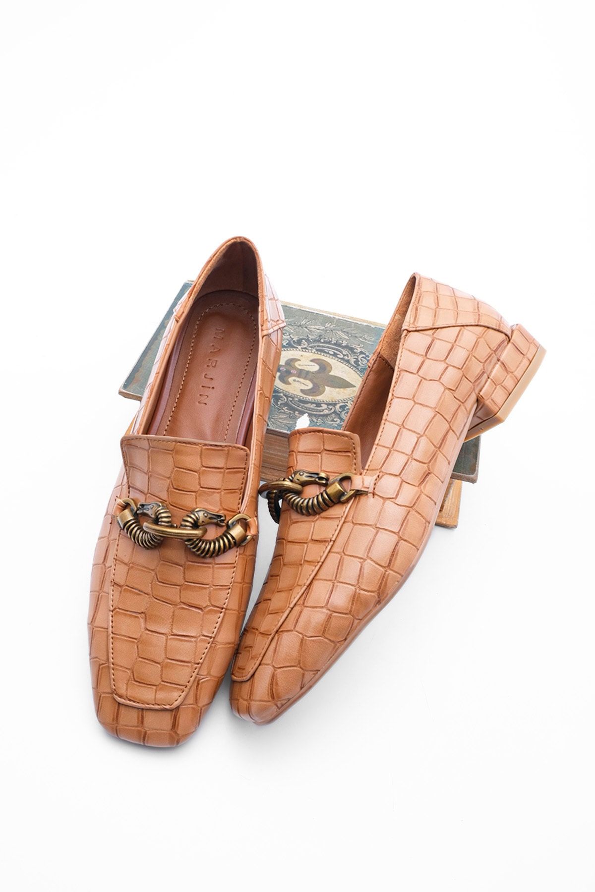 Marjin Kadın Loafer Makosen Ayakkabı Alva taba Croco