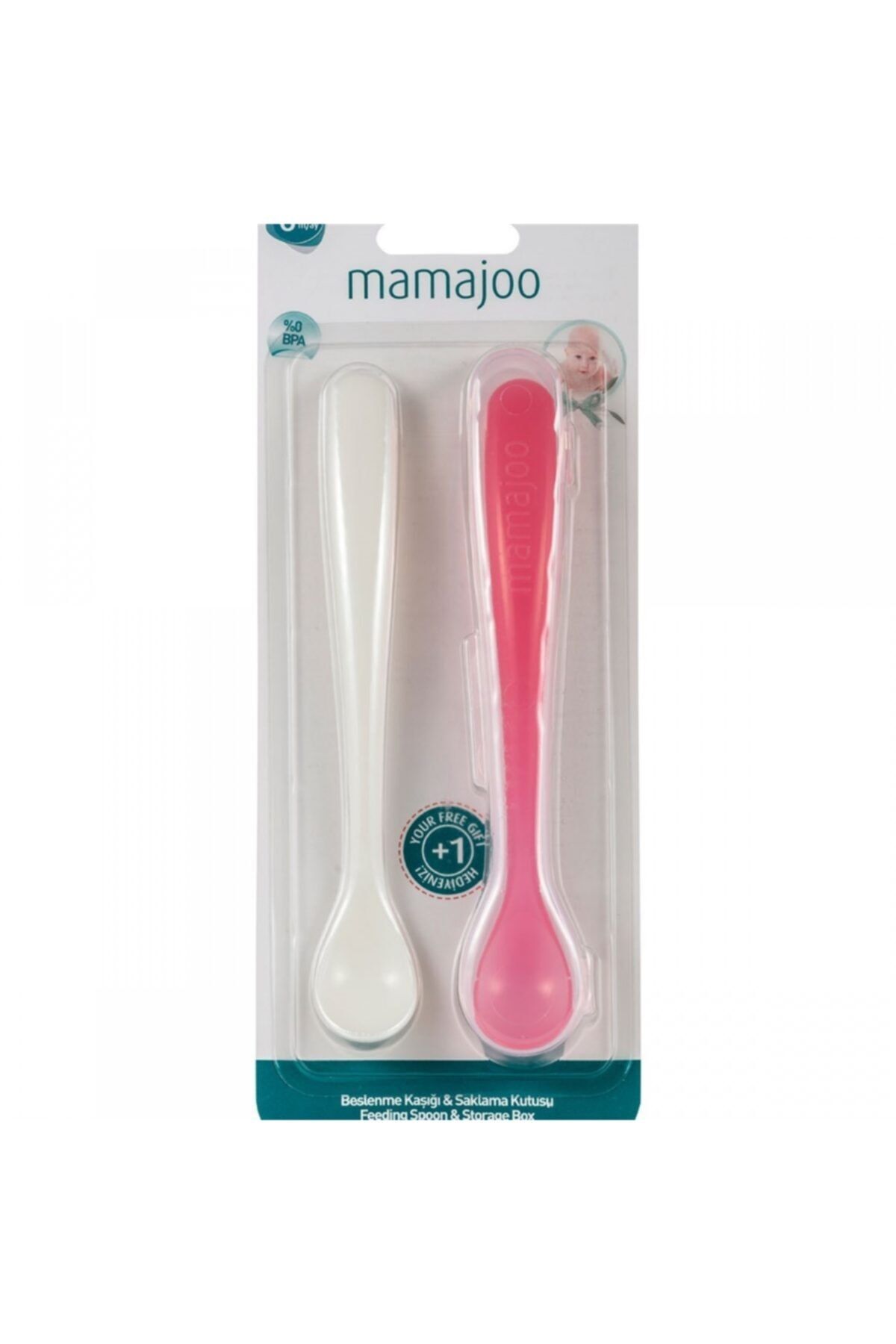 Mamajoo 2´li Beslenme Kaşığı ve Saklama Kutusu Pembe