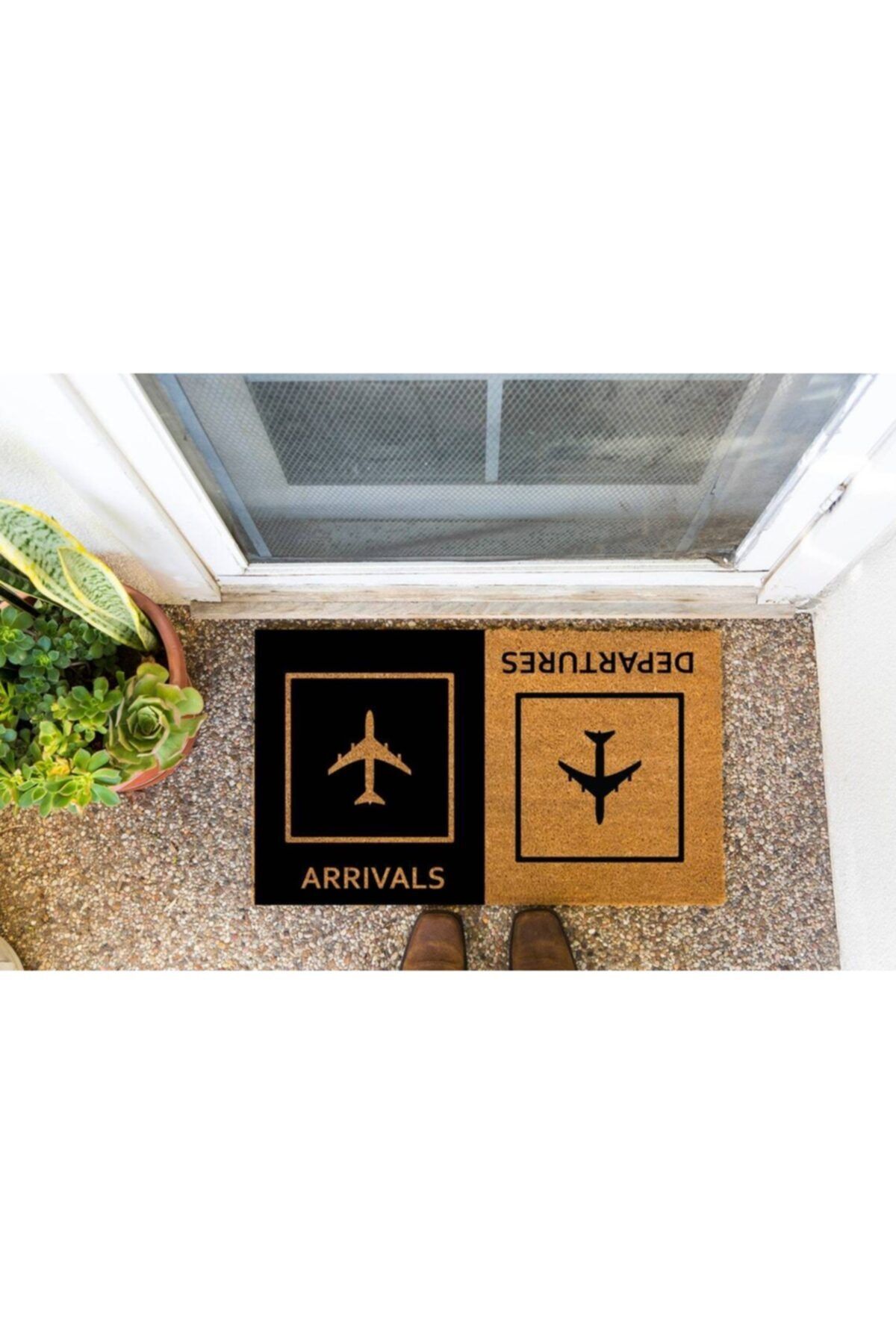 Doormatsy Gidiş Dönüş Temalı Kalın Kapı Önü Paspası - 40x70 Cm Kaymaz Pvc Tabanlı - Modern Dizayn