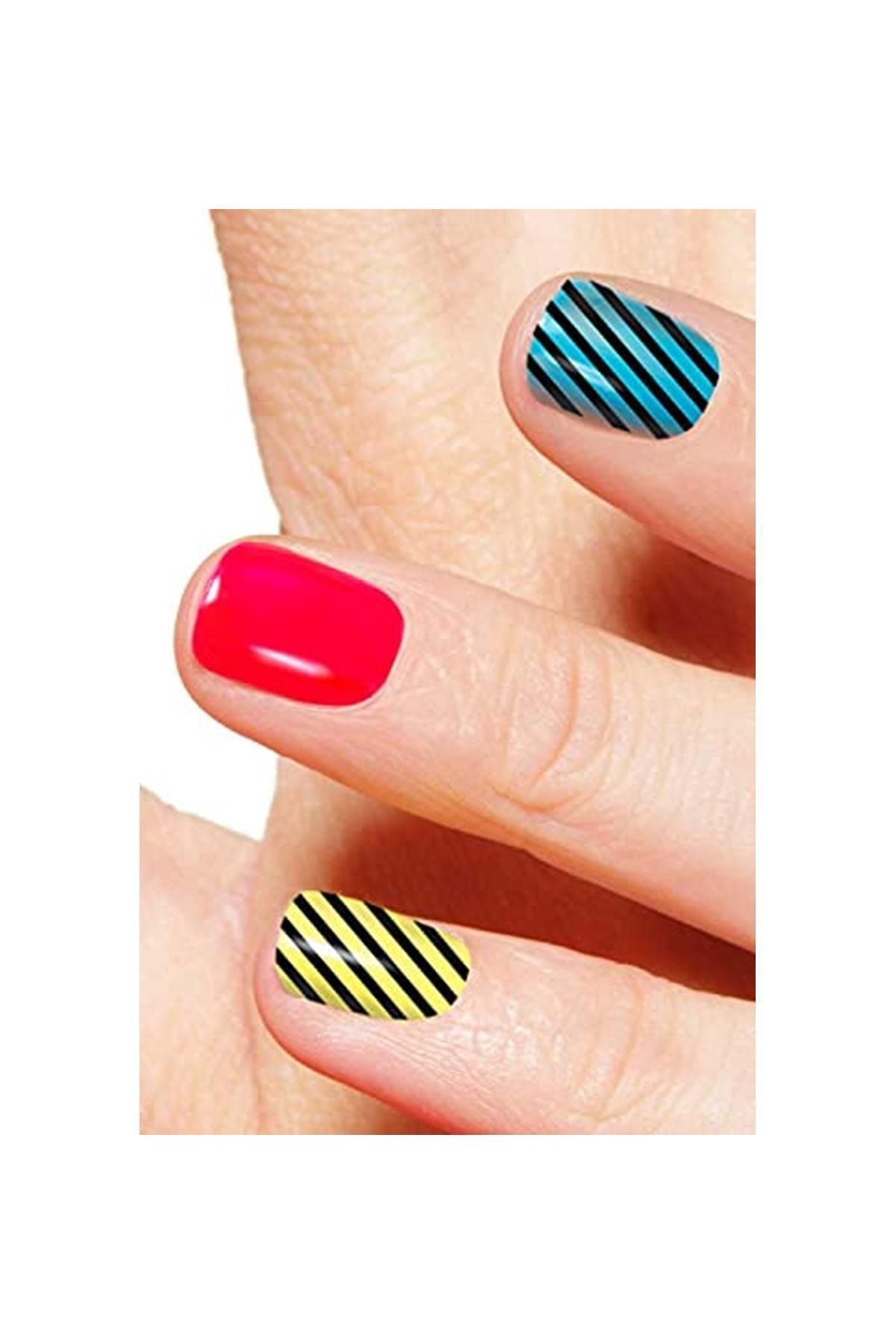 BRCTOPTAN Yatay Çizgiler Tırnak Dövmesi Tırnak Tattoo  Nail Art Tırnak Sticker